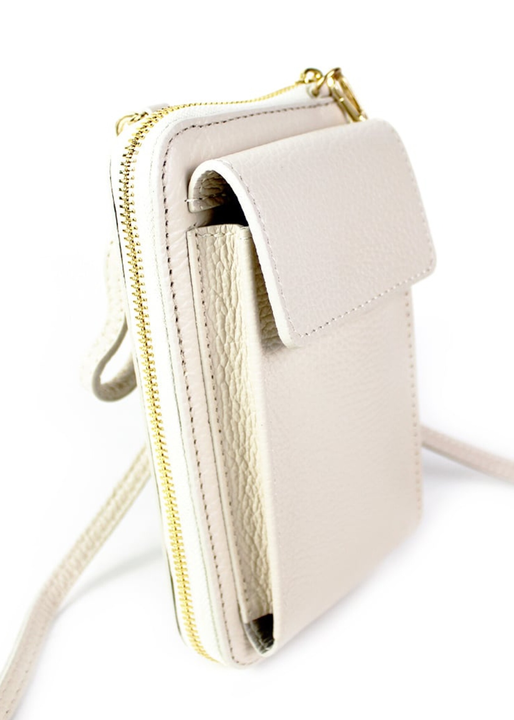 Leren Telefoontasje - Portemonnee | Beige Zebra