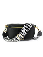 Leren heuptas | Bumbag | Zwart | Pied de Poule | Maat - M