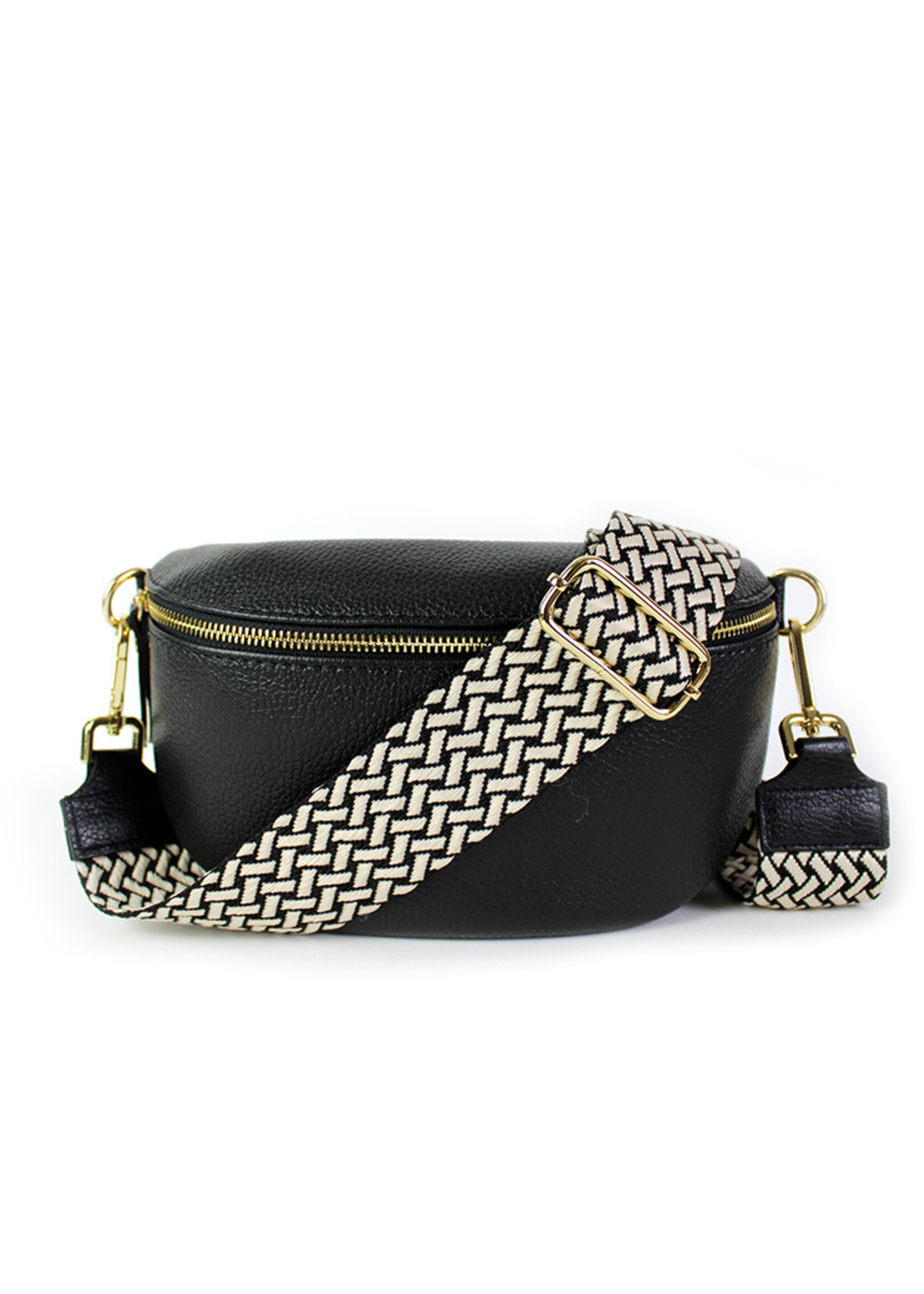 Leren heuptas | Bumbag | Zwart | Print 1 | Maat - M