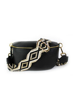 Leren heuptas | Bumbag | Zwart | Print 2 | Maat - M