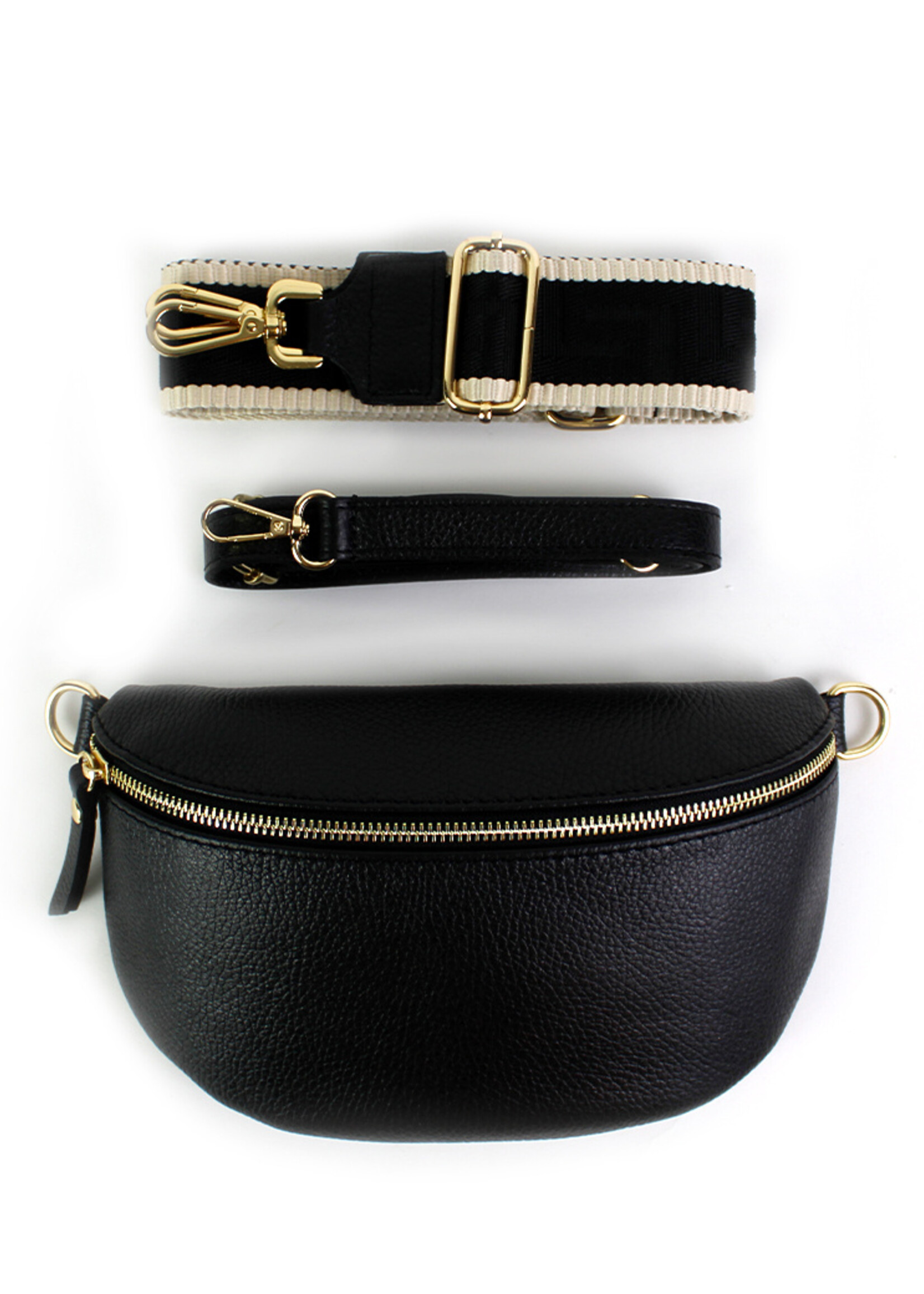 Leren heuptas | Bumbag SET | Zwart | Uni | MEDIUM