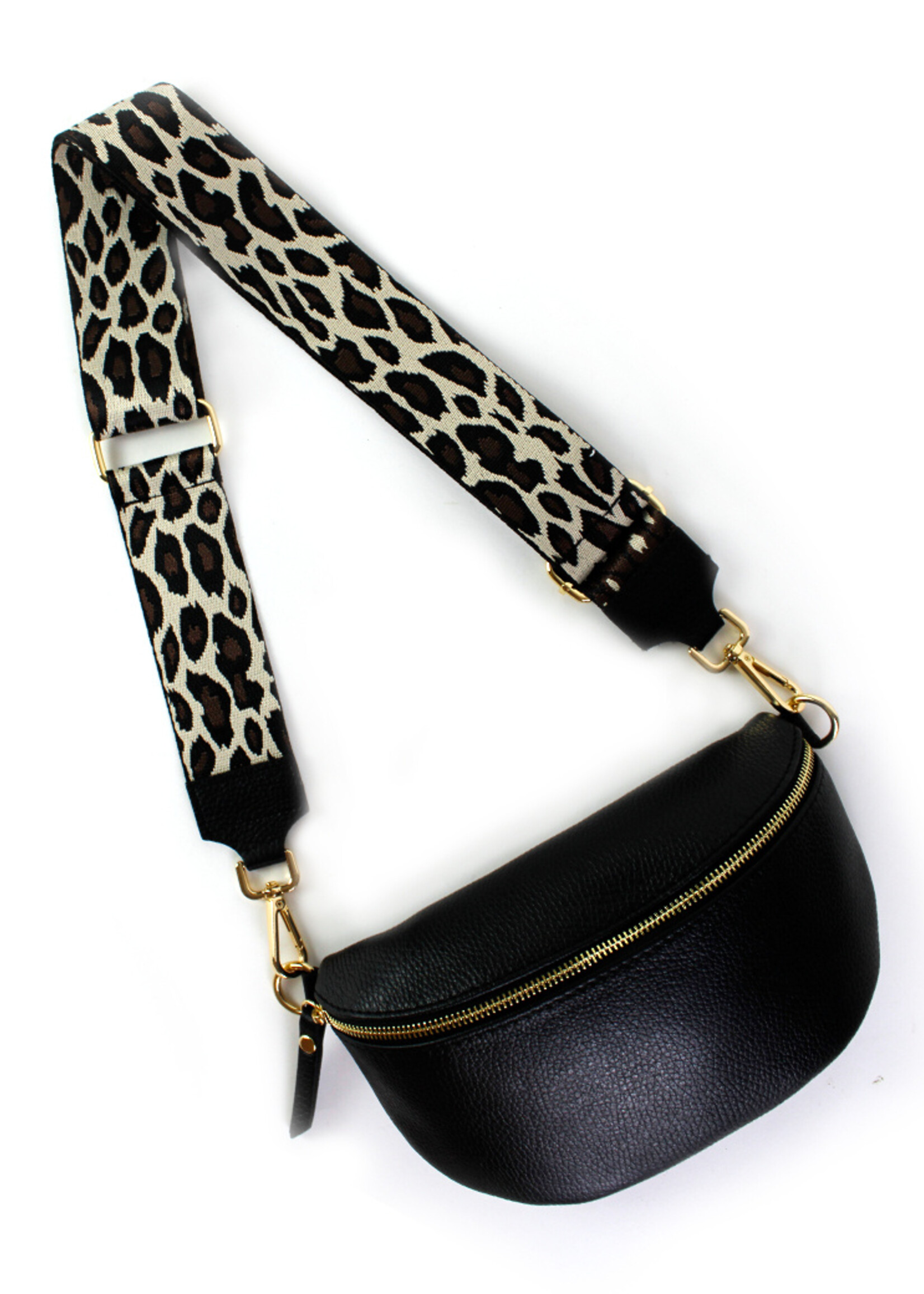 Leren heuptas | Bumbag | Zwart | Panter | Maat - M