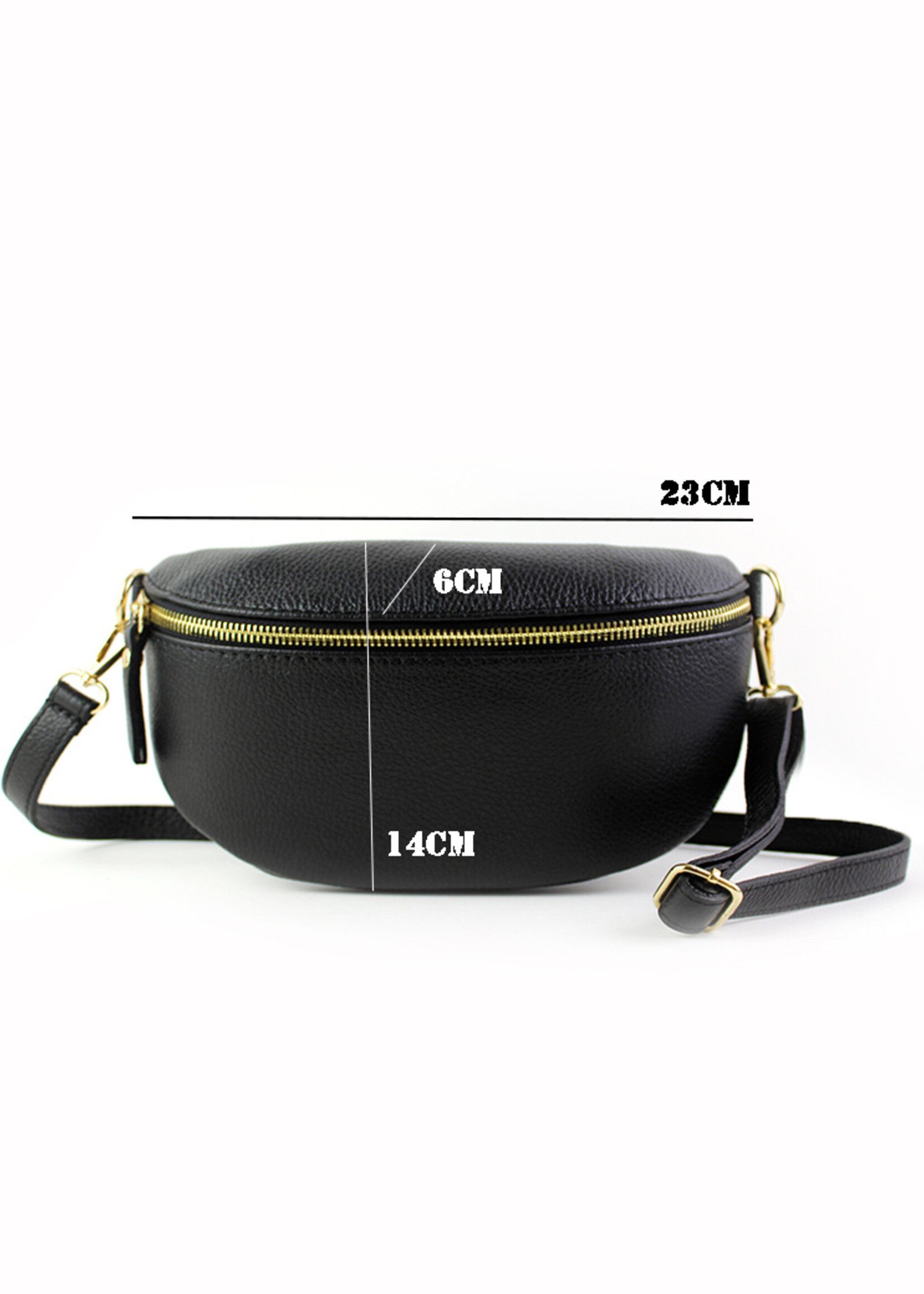 Leren heuptas | Bumbag | Zwart | Maat S