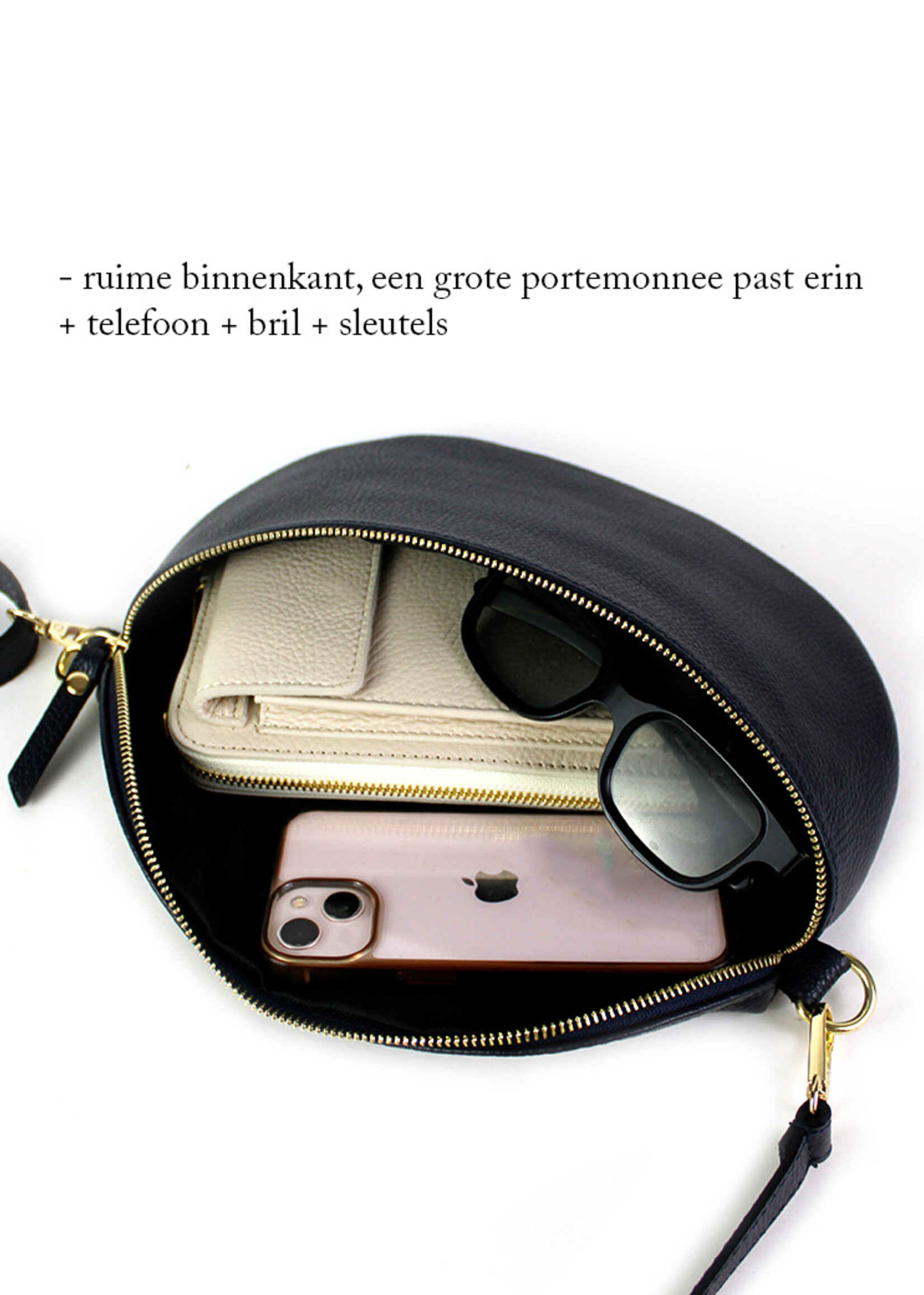 Leren heuptas | Bumbag | Beige | Maat - L