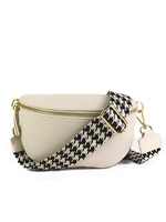 Leren heuptas | Bumbag | Beige | Pied de Poule | Maat - M