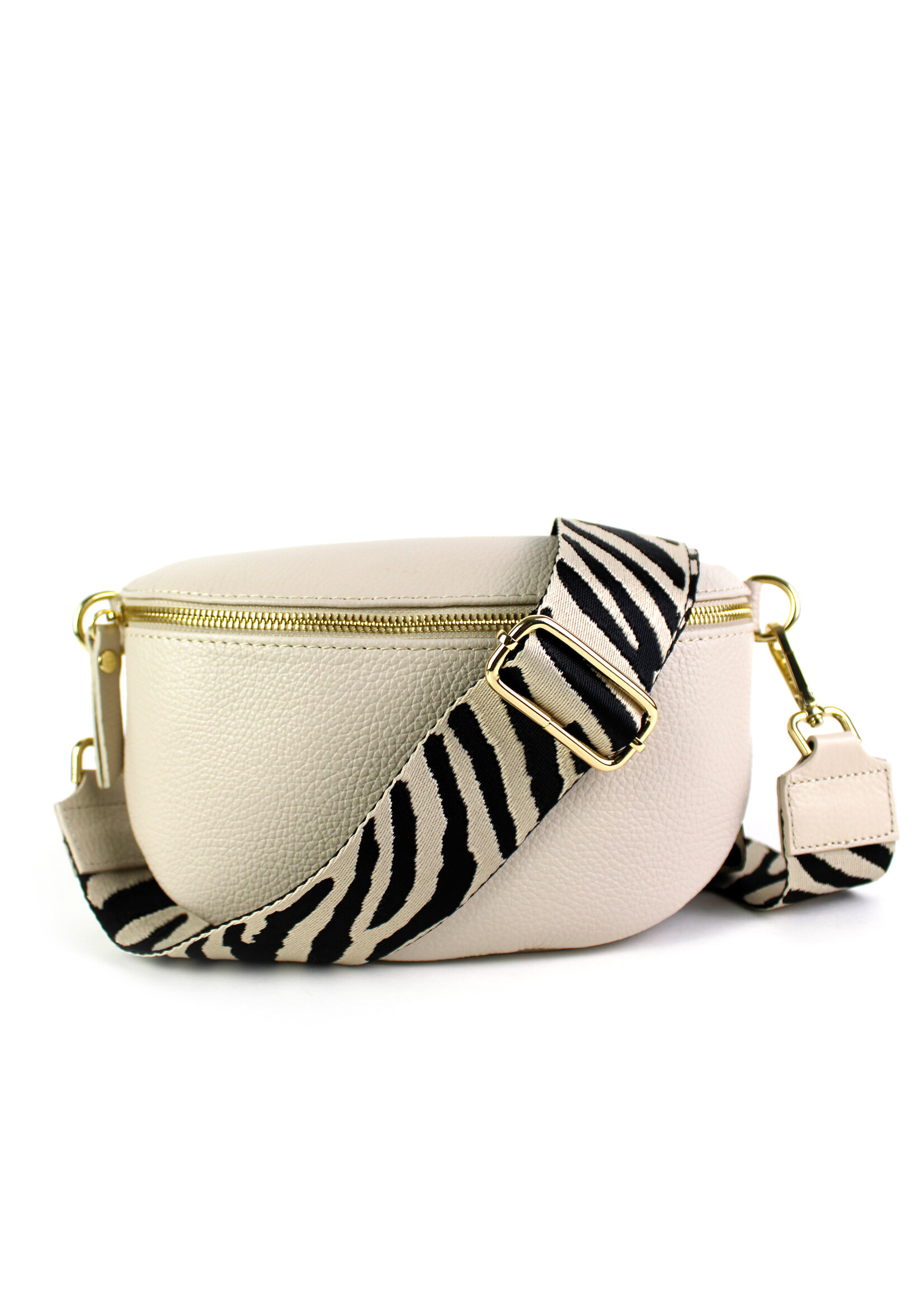 Leren heuptas | Bumbag | Beige | Zebra | Maat - M