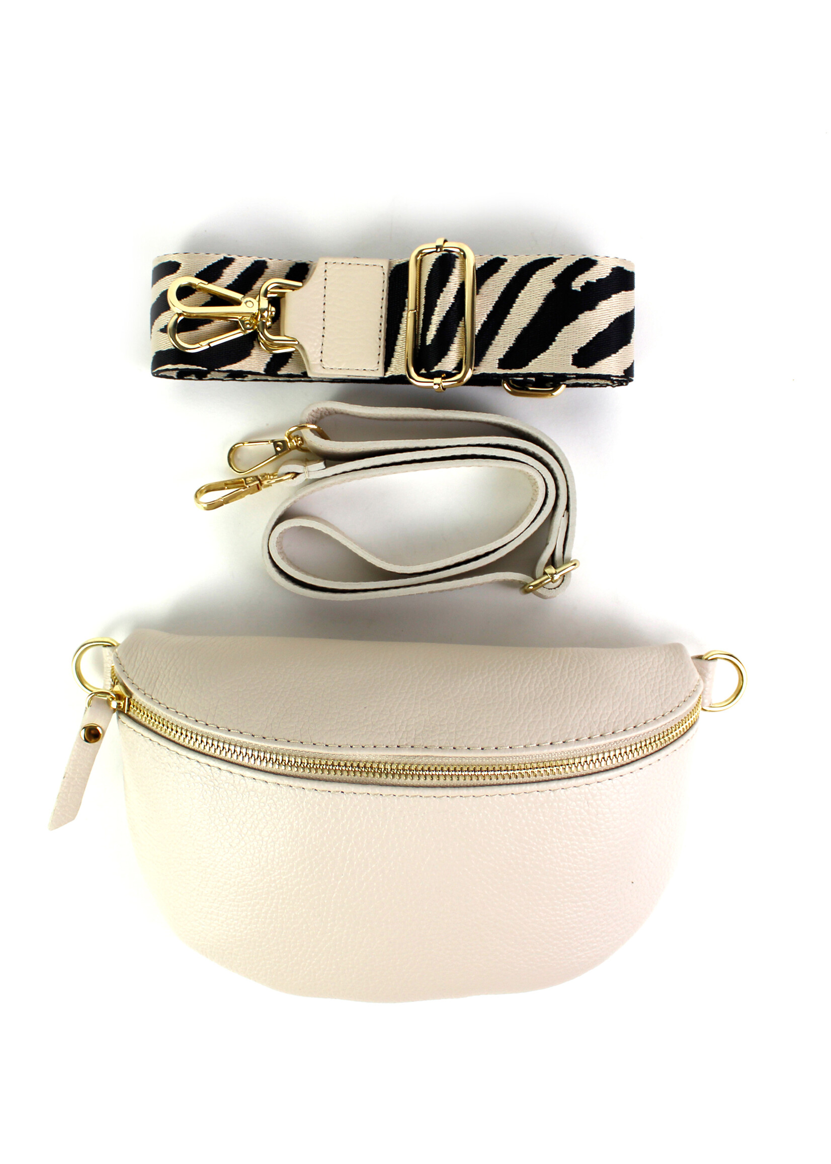 Leren heuptas | Bumbag SET | Beige | Zebra | MEDIUM