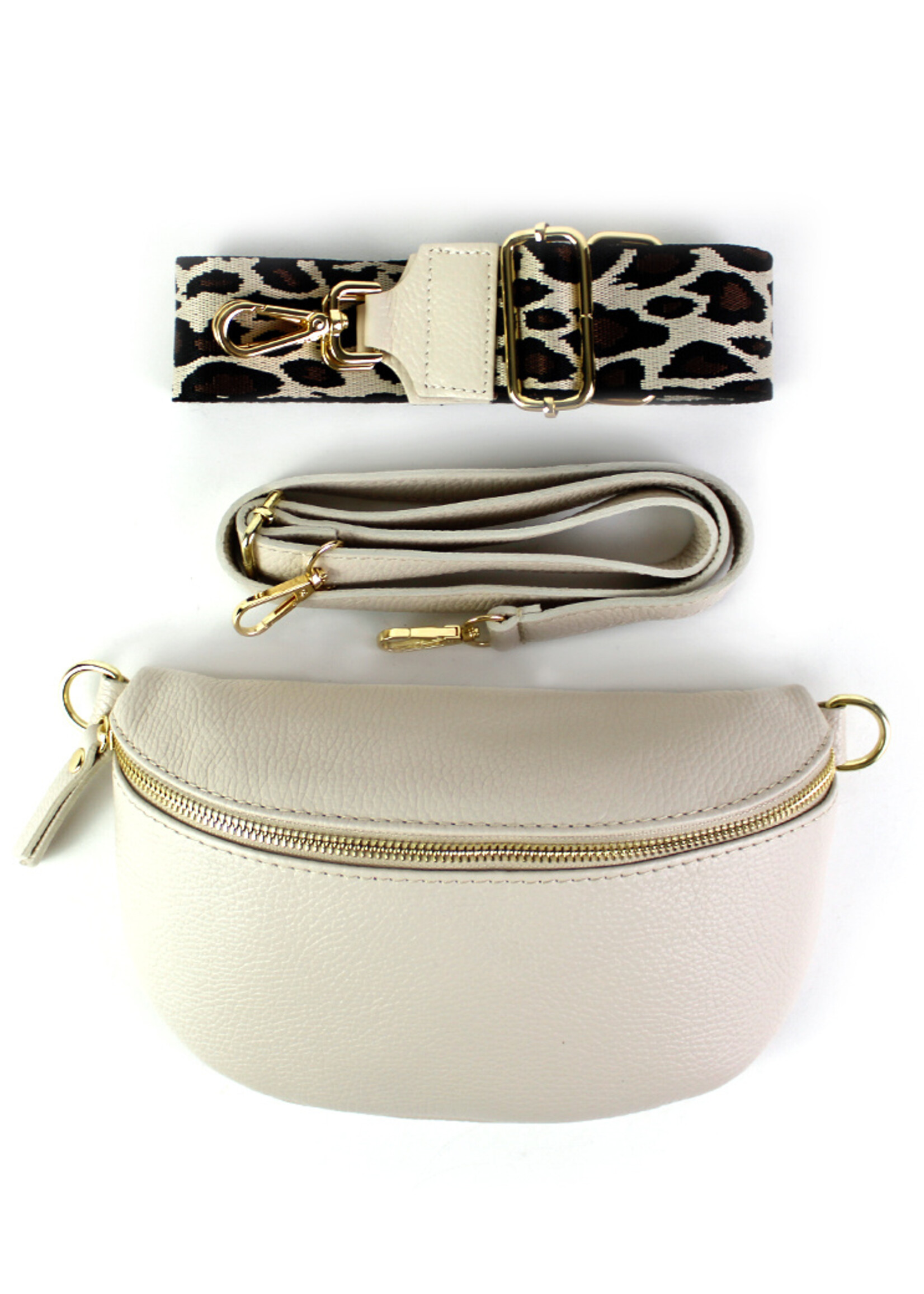 Leren heuptas | Bumbag | Beige | Panter | Maat  - M