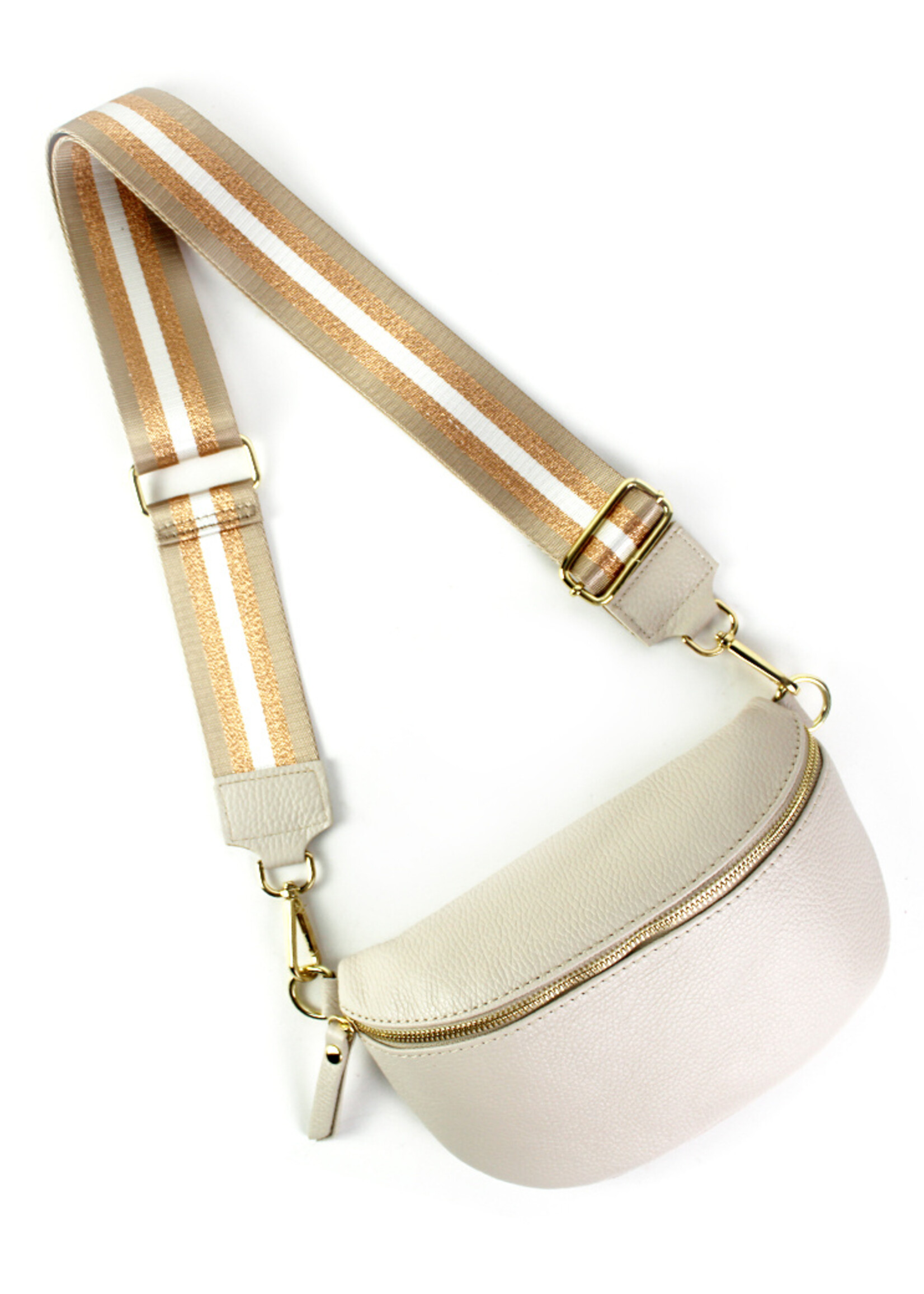 Leren heuptas | Bumbag | Beige | Metallic | Maat - M