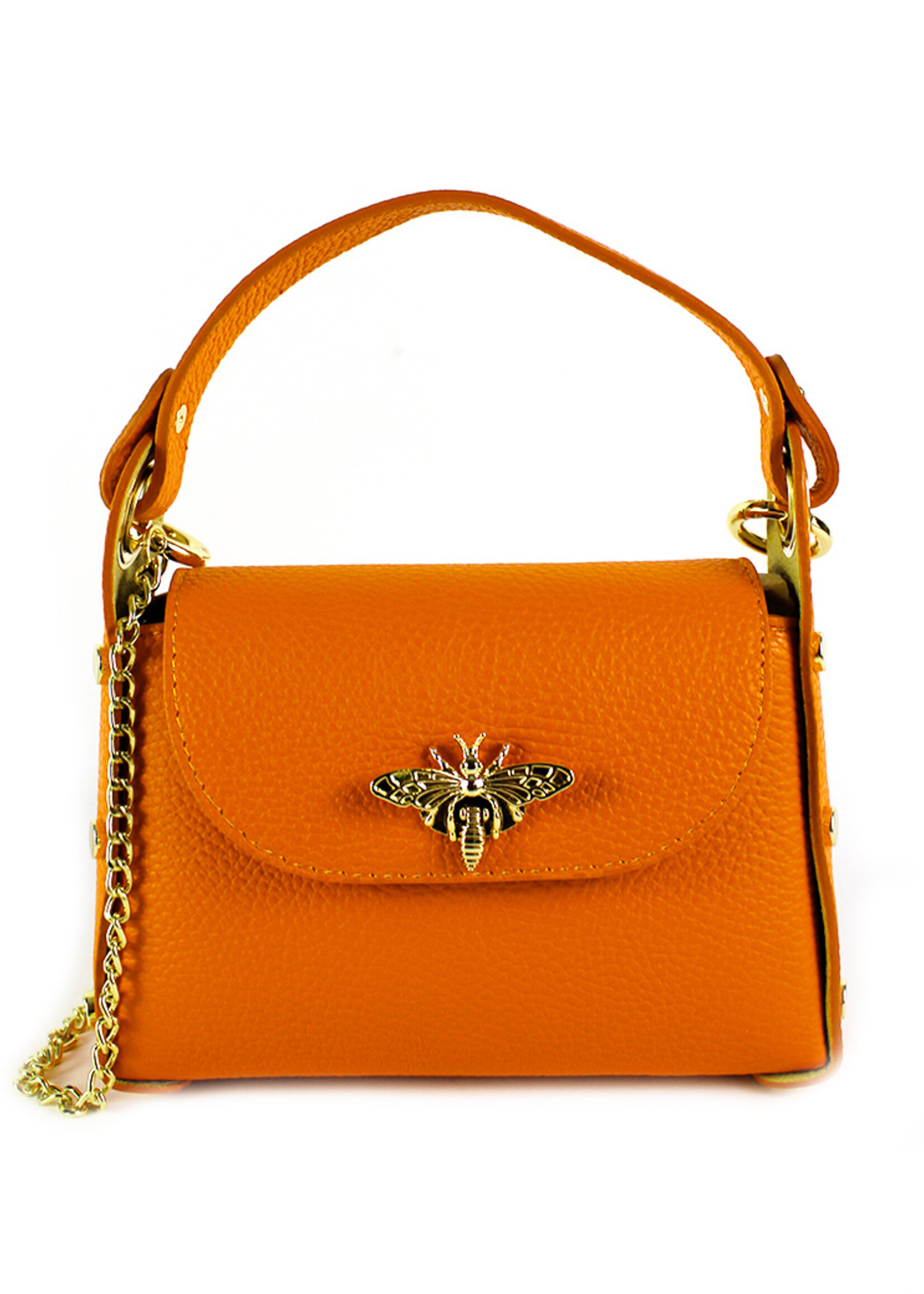 Lederen schoudertas | Bee bag | Oranje