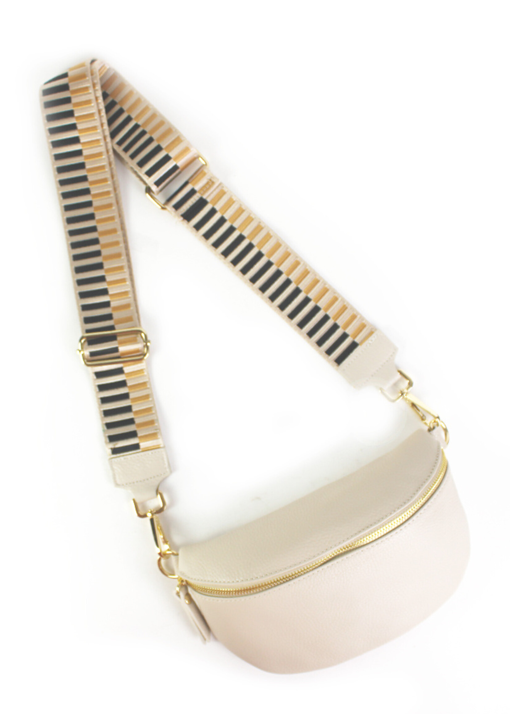 Leren heuptas | Bumbag SET | Beige | Stripes | MEDIUM