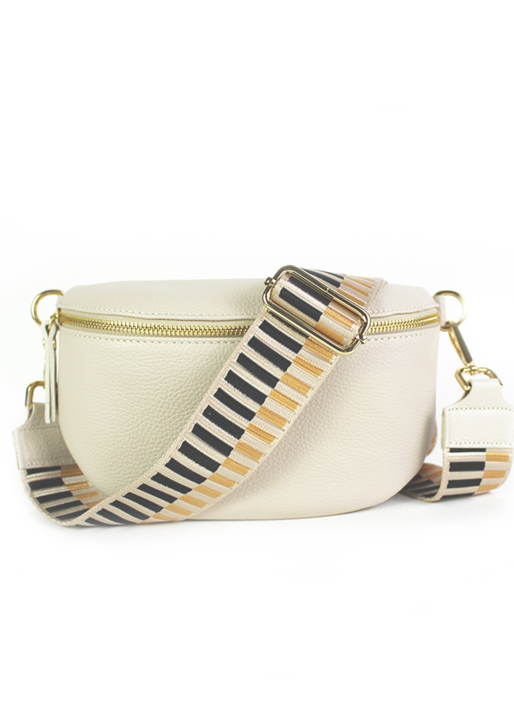 Leren heuptas | Bumbag | Beige | Stripes | Maat - M