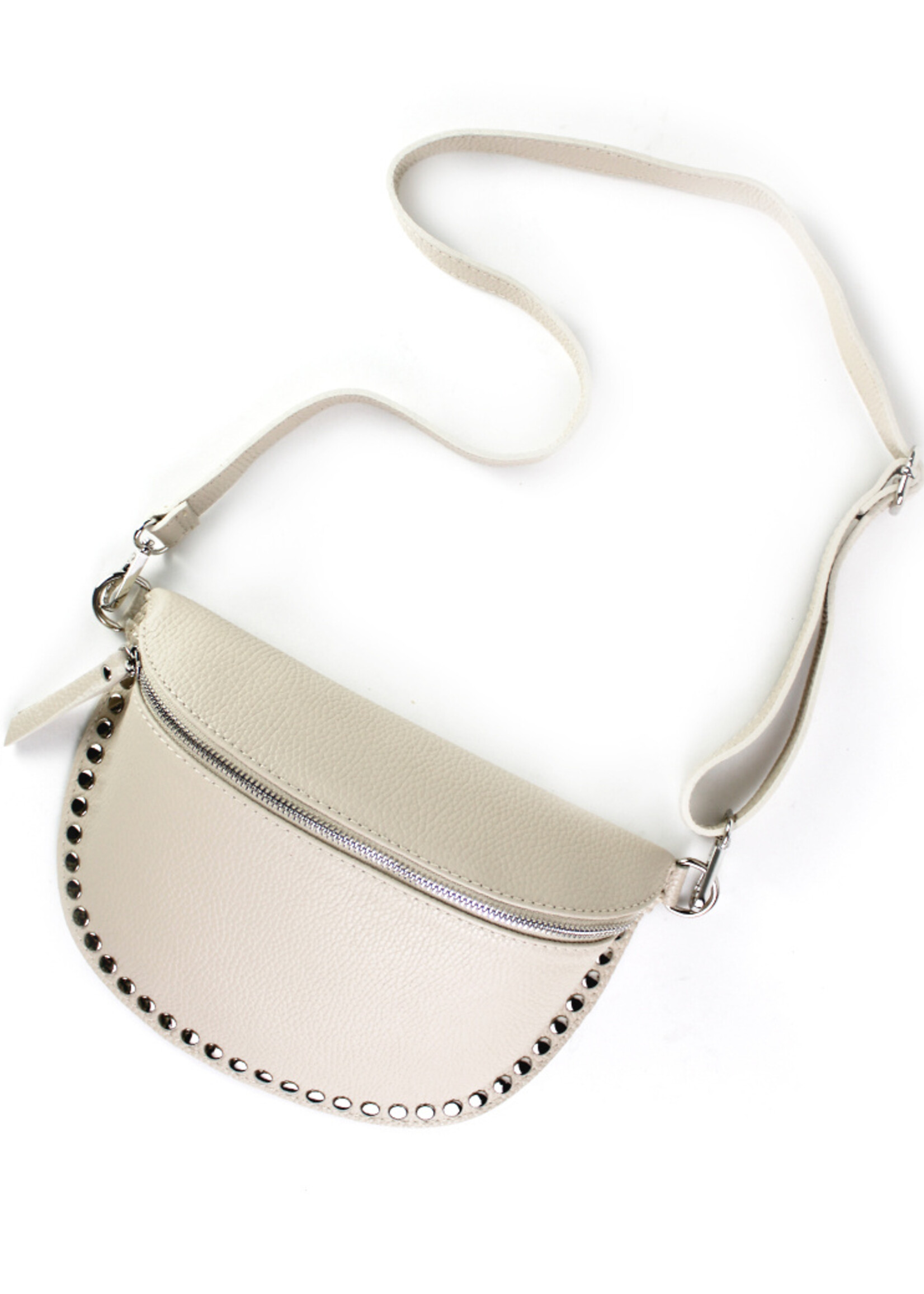 Leren heuptas | Bumbag | Beige | Met Studs