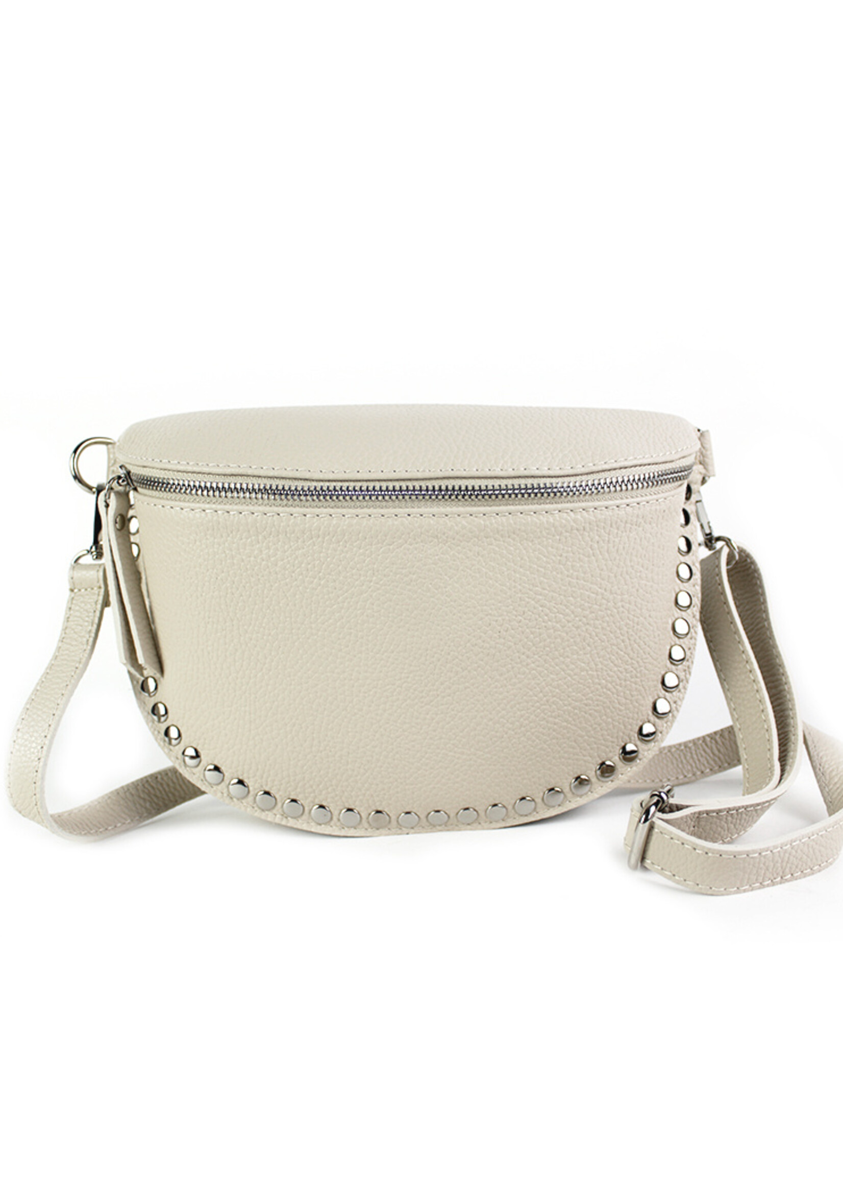 Leren heuptas | Bumbag | Beige | Met Studs