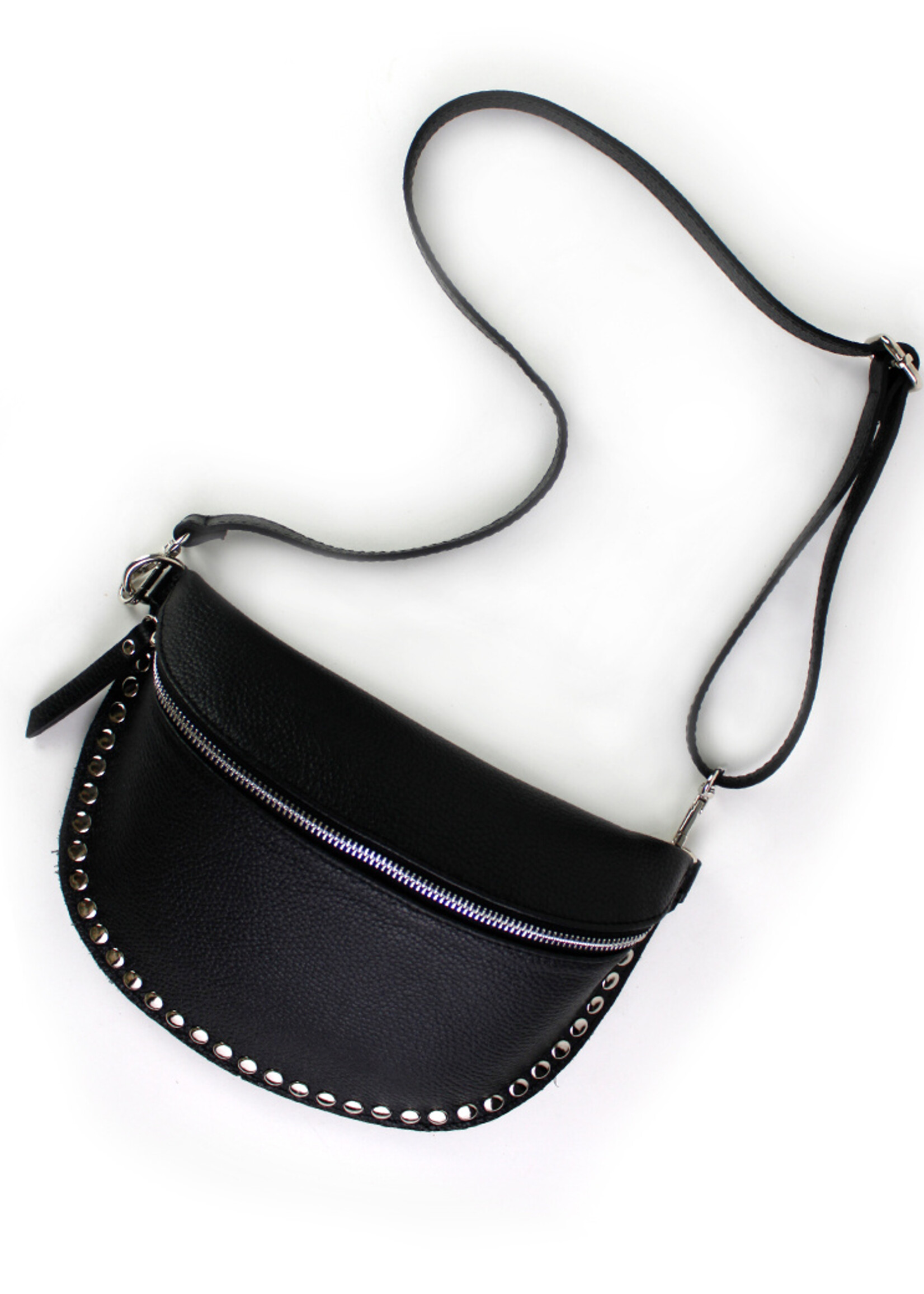 Leren heuptas | Bumbag | Zwart | Met Studs