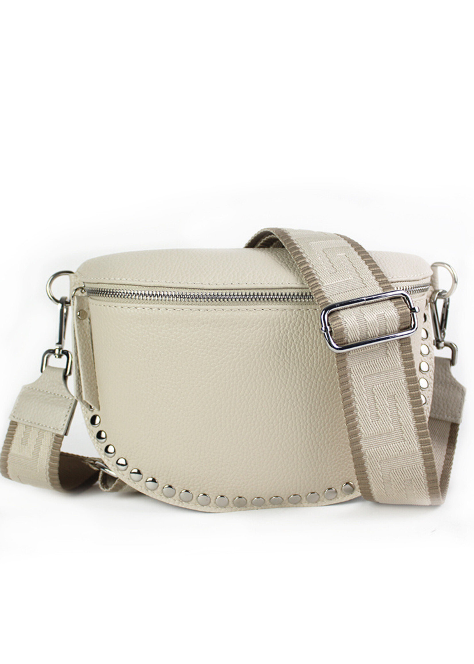 Leren heuptas | Bumbag | Beige | Met Studs SET