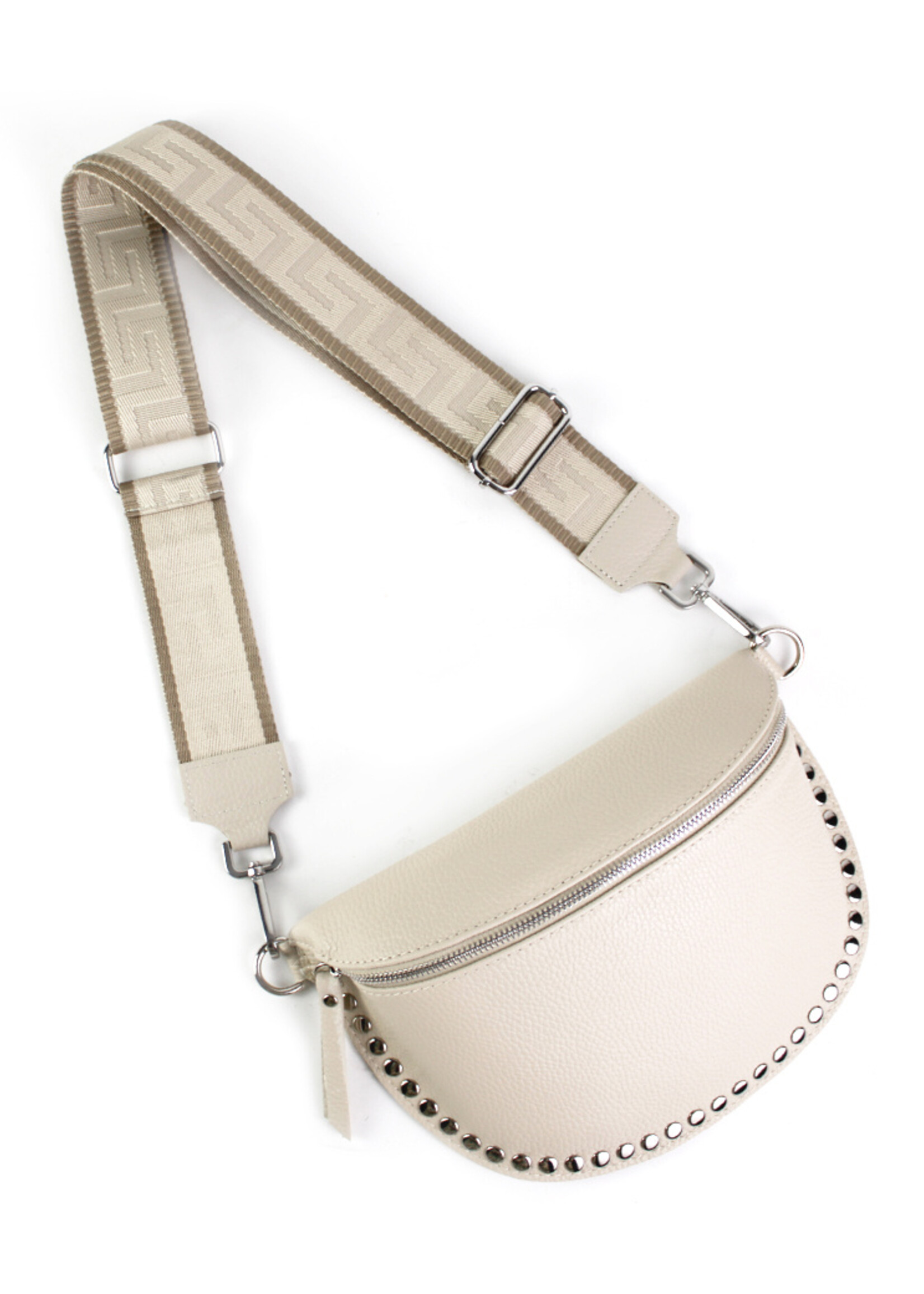 Leren heuptas | Bumbag | Beige | Met Studs SET