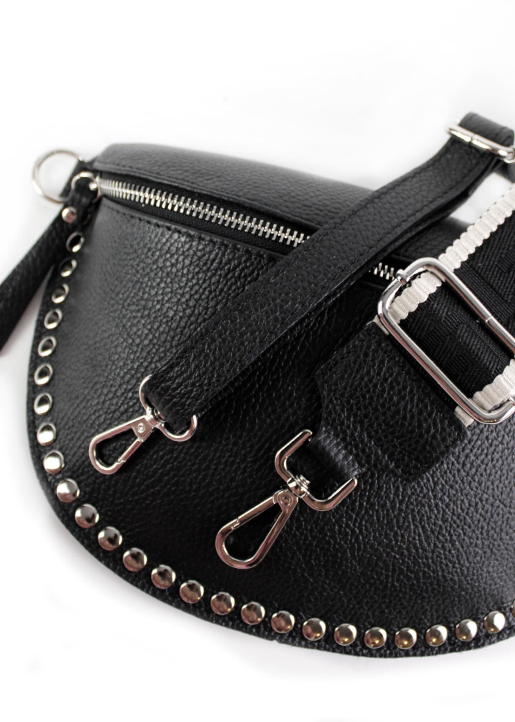 Leren heuptas | Bumbag | Zwart | Met Studs SET