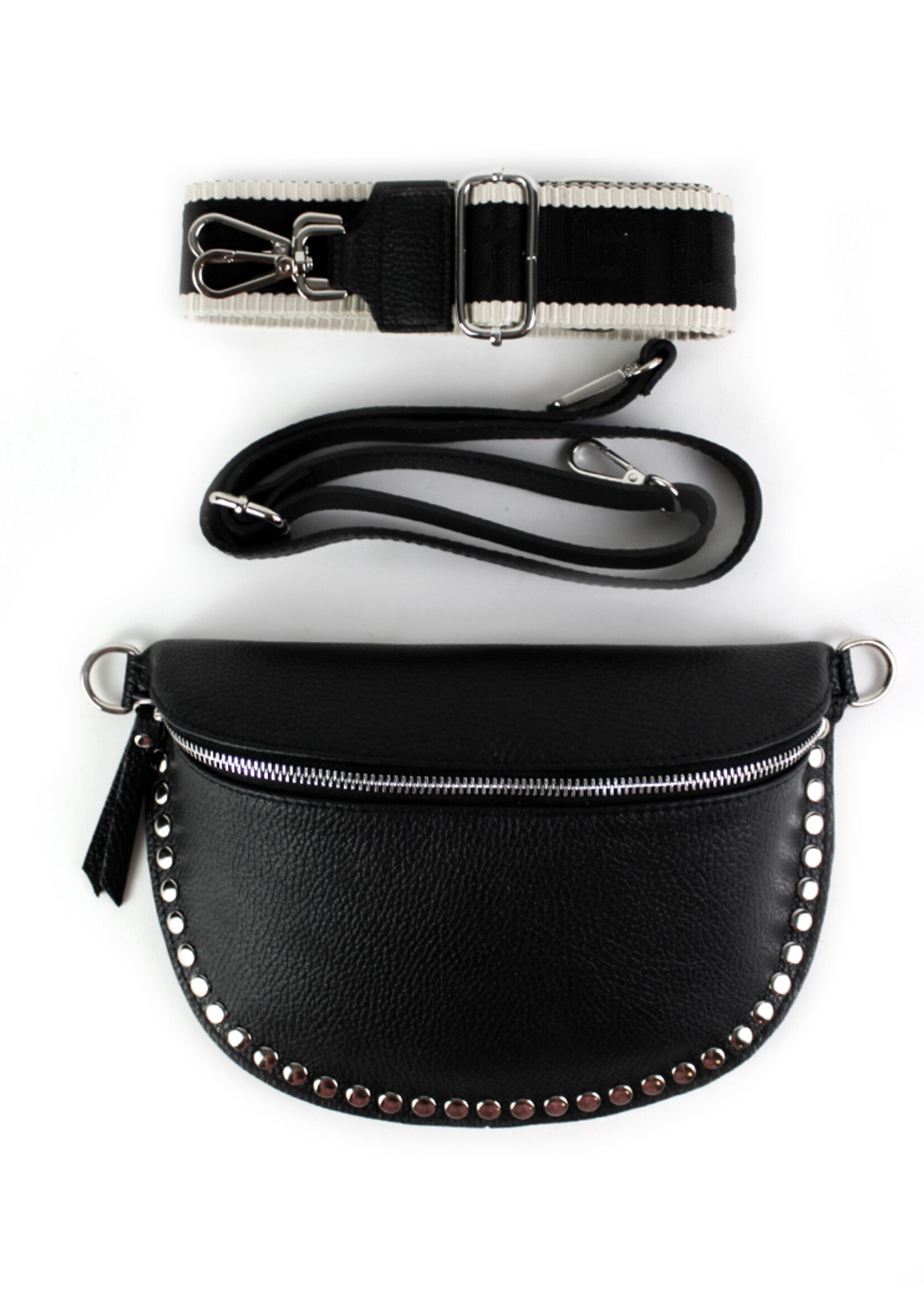 Leren heuptas | Bumbag | Zwart | Met Studs SET