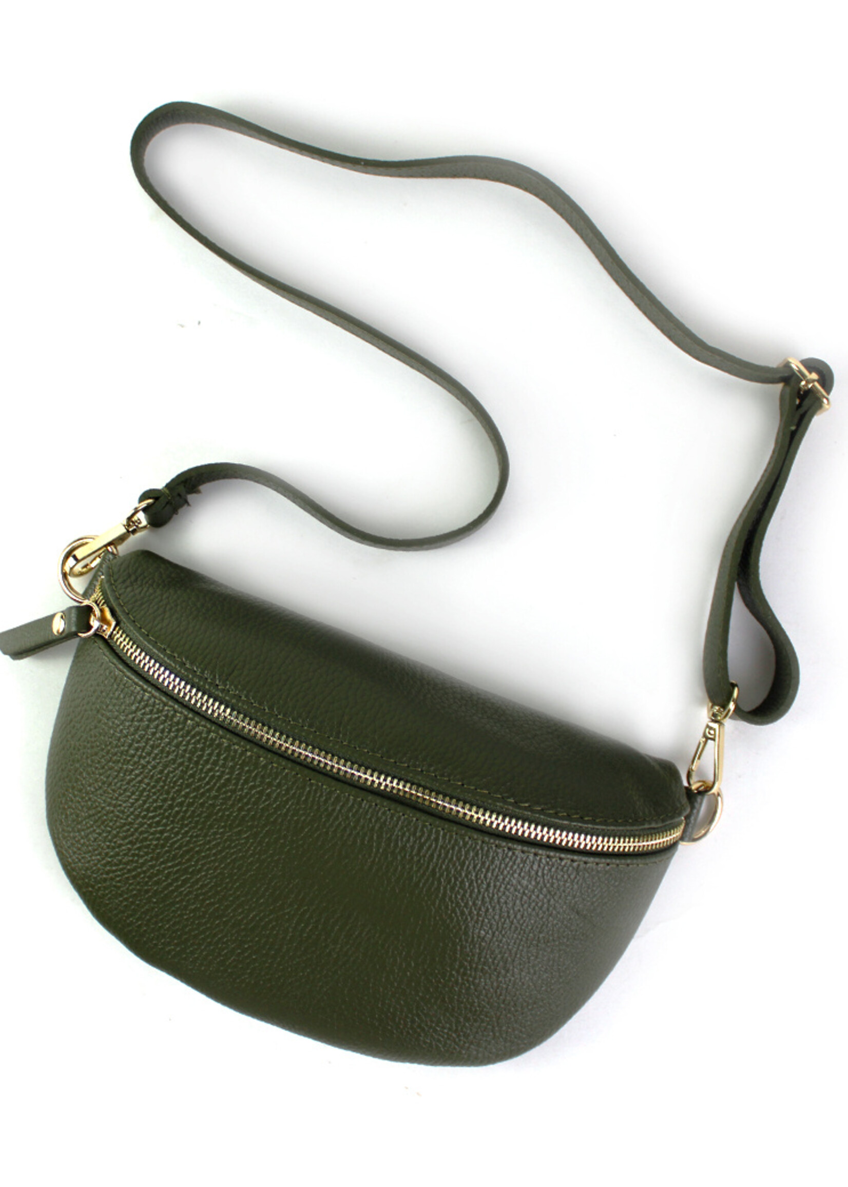 Leren heuptas | Bumbag | Olijfgroen | Uni | MEDIUM