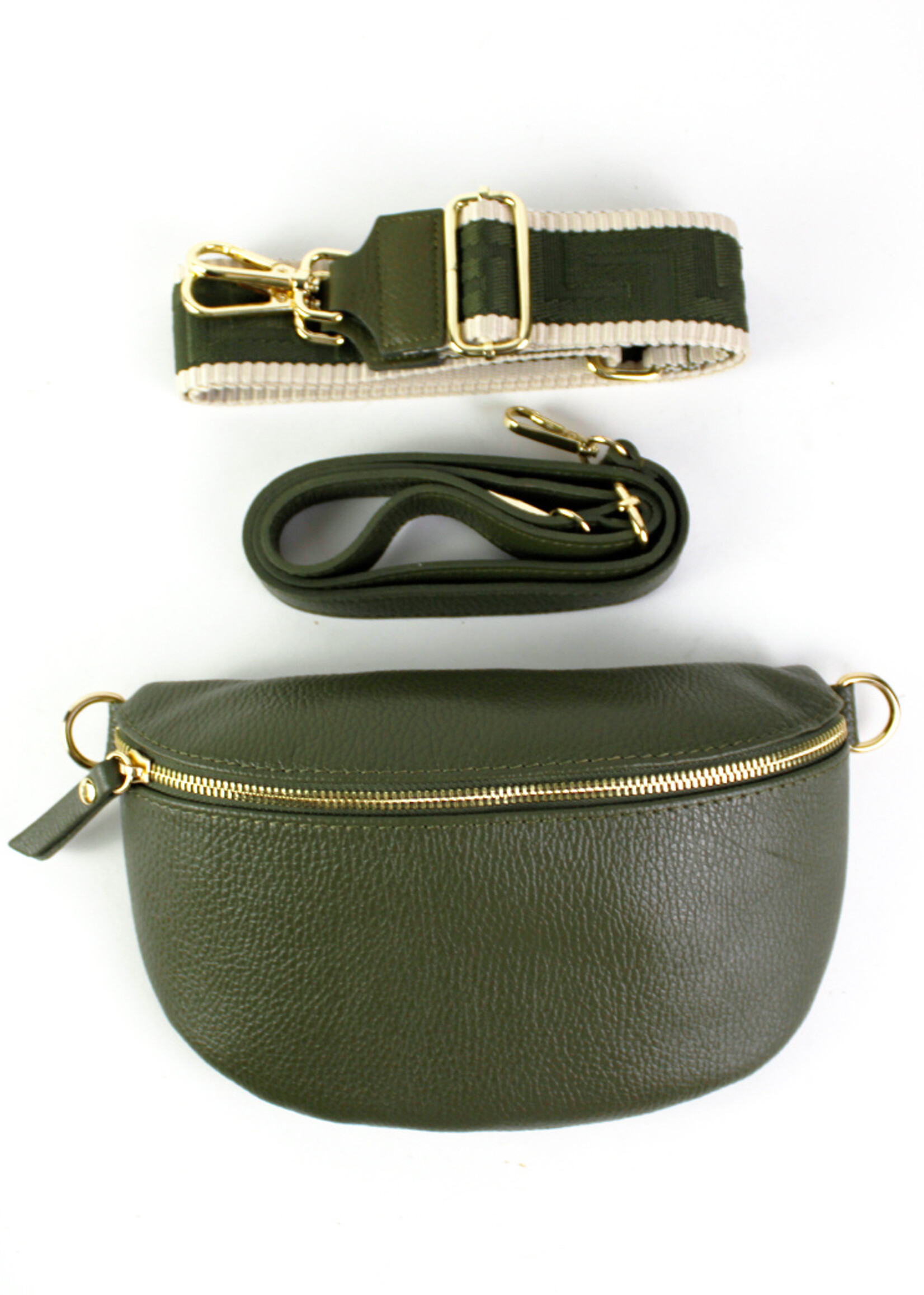 Leren heuptas | Bumbag | Olijfgroen | Uni | MEDIUM