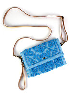 Ibiza Clutch met leren schouderband - Zeeblauw