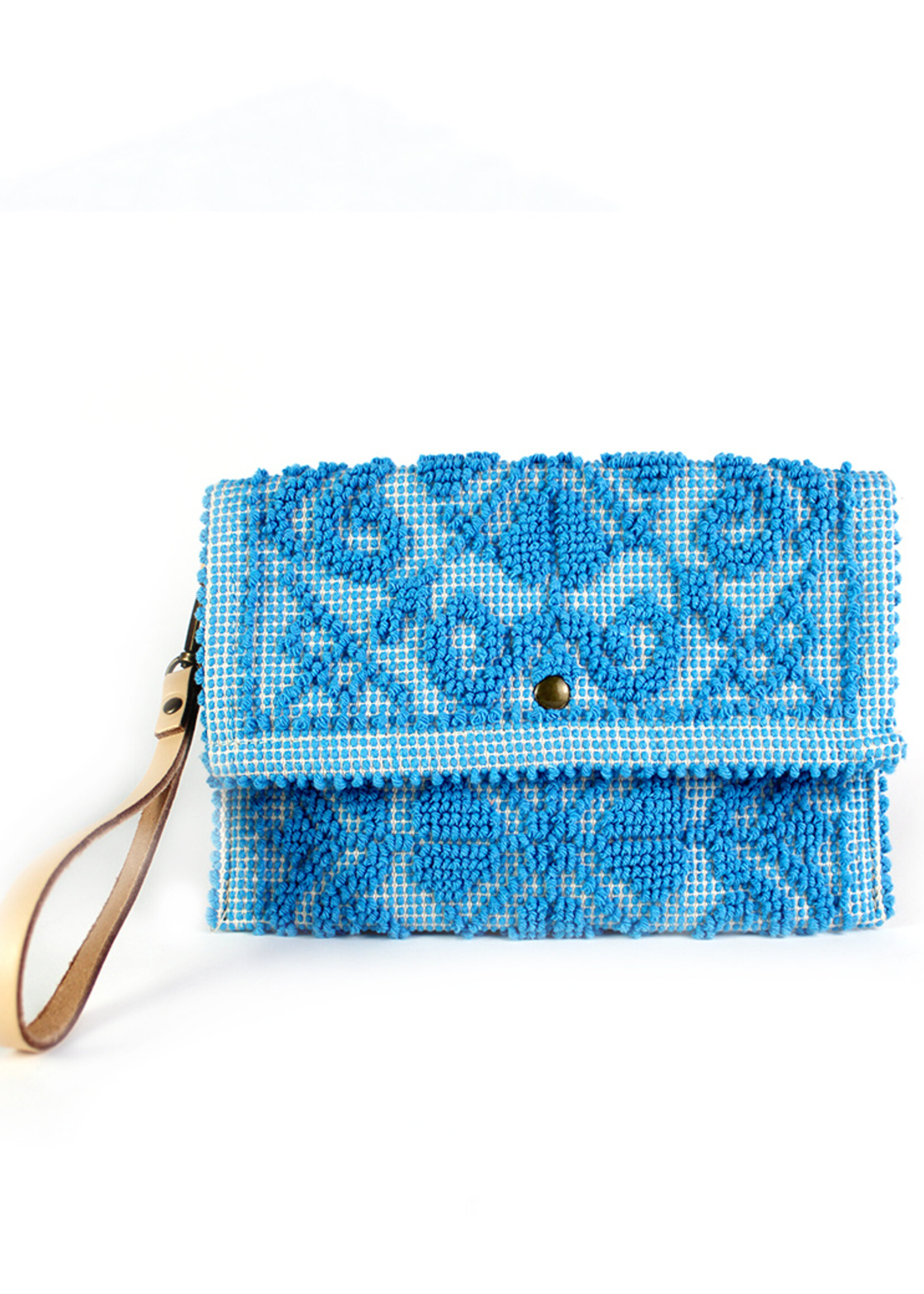 Ibiza Clutch met leren schouderband - Zeeblauw