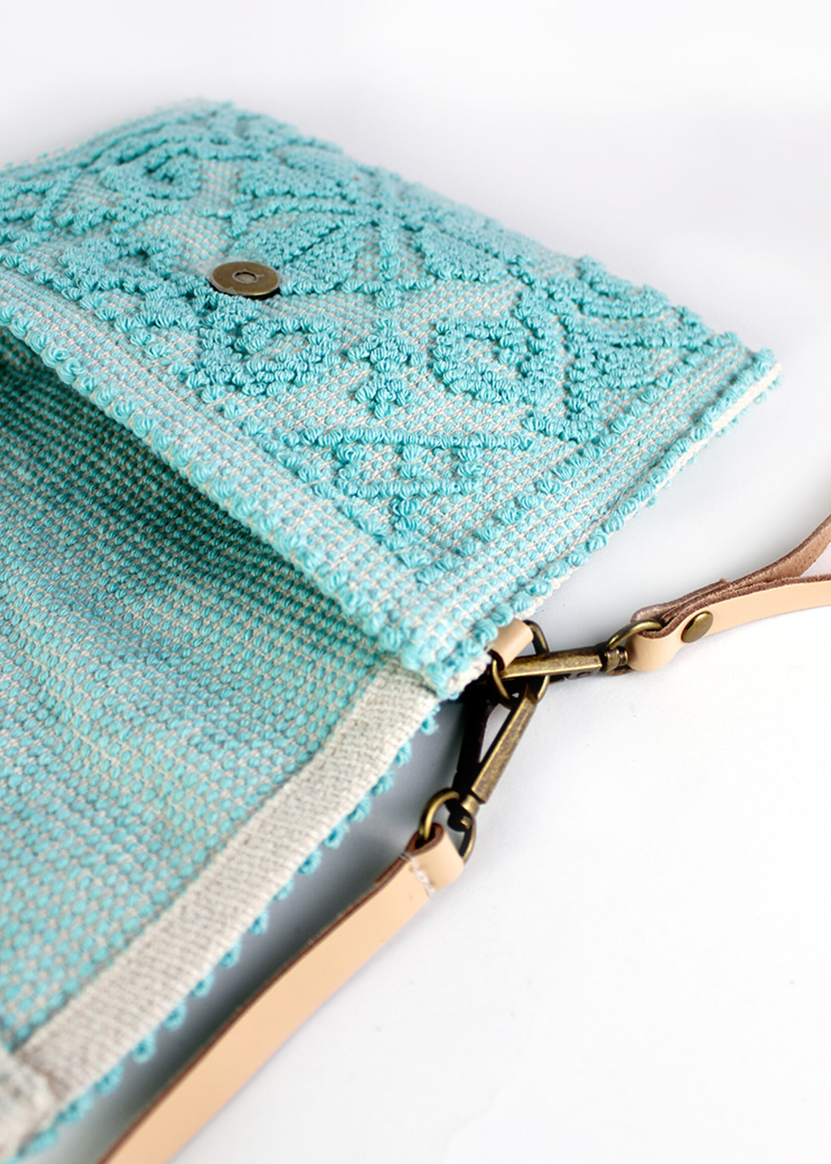 Ibiza Clutch met leren schouderband - Turquoise