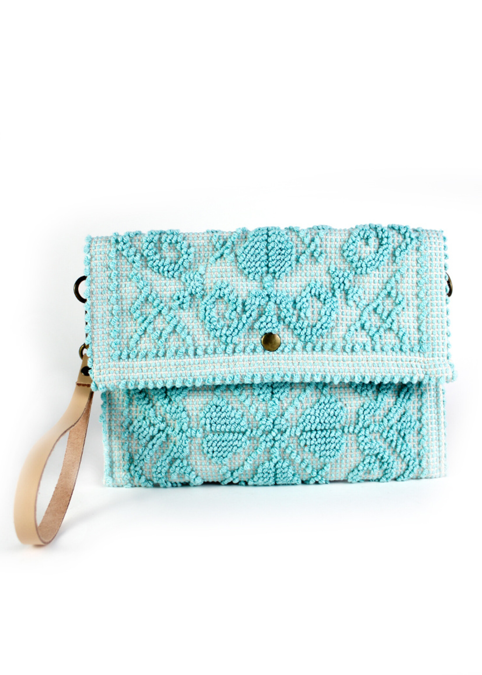 Ibiza Clutch met leren schouderband - Turquoise