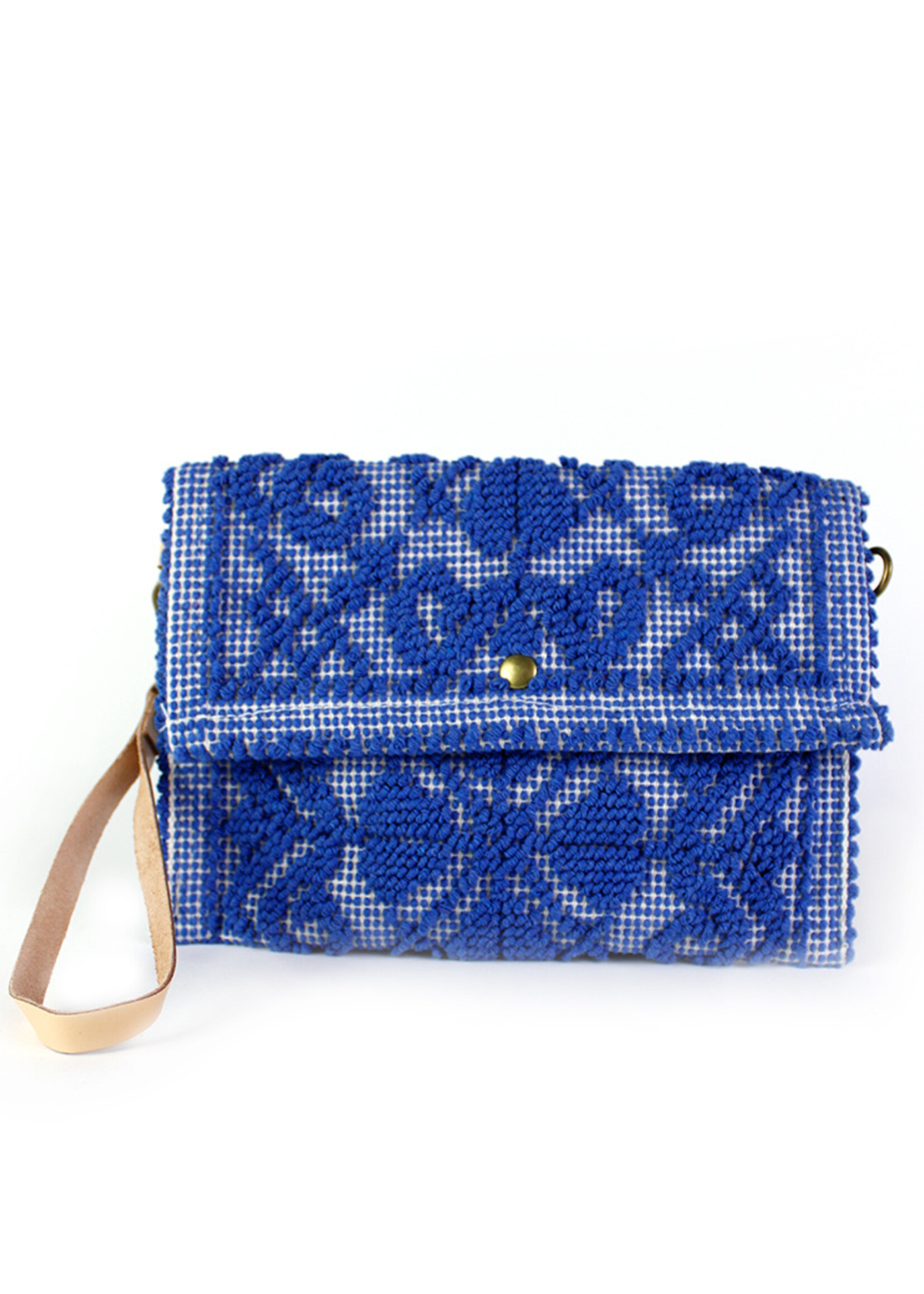 Ibiza Clutch met leren schouderband - Kobaltblauw