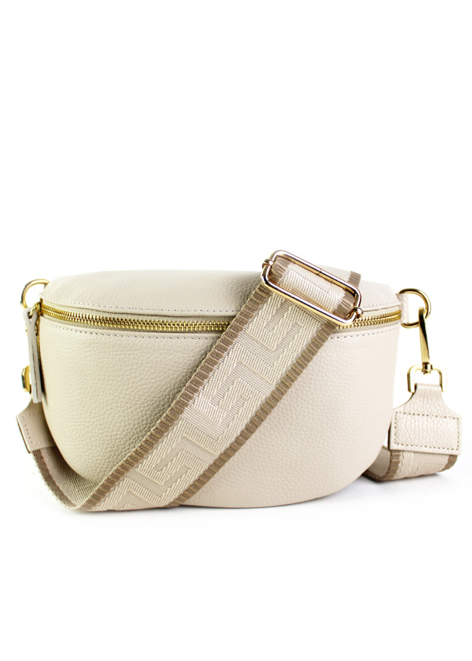 Leren heuptas | Bumbag | Beige | Uni | Maat - M