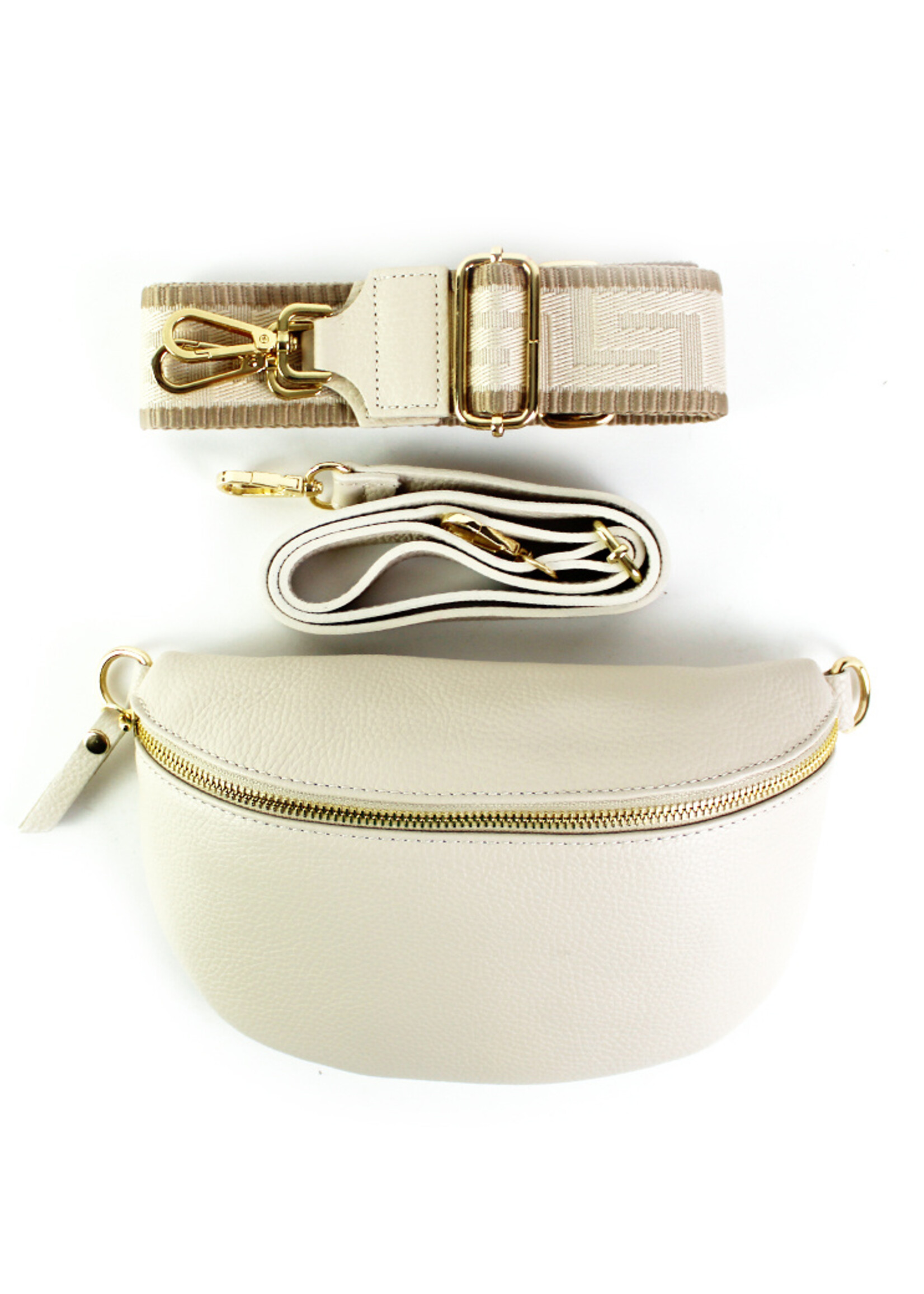 Leren heuptas | Bumbag | Beige | Uni | Maat - M