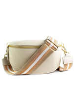 Leren heuptas | Bumbag | Beige | Metallic | Maat - M