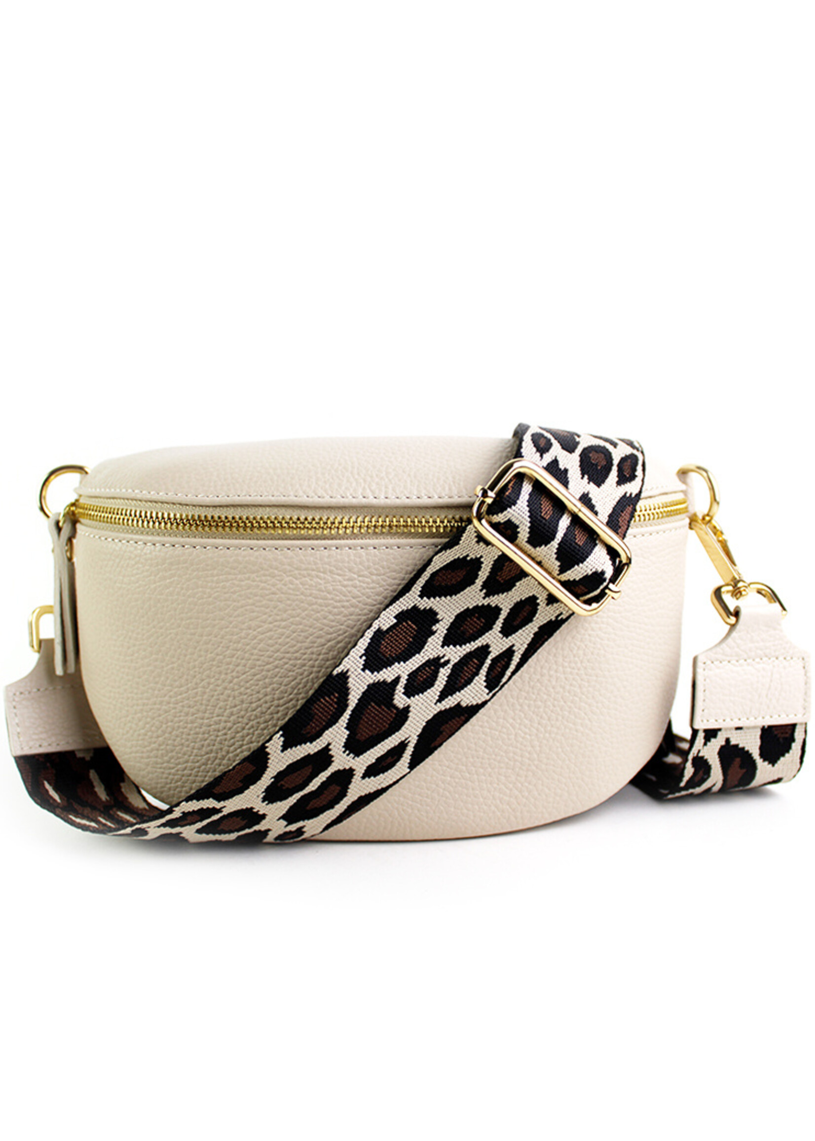 Leren heuptas | Bumbag | Beige | Panter | Maat  - M