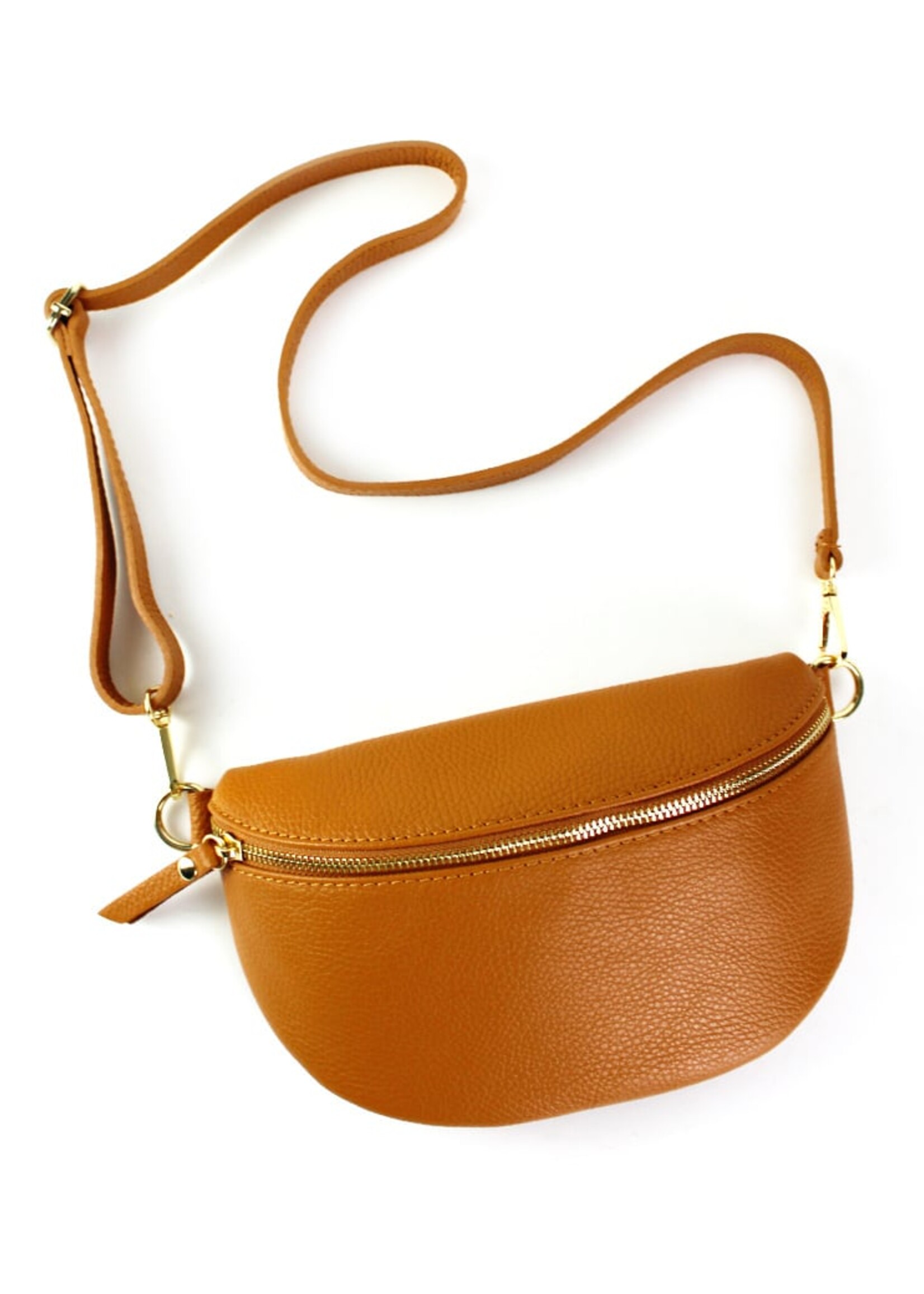 Leren heuptas | Bumbag | Camel | Zigzag | MEDIUM