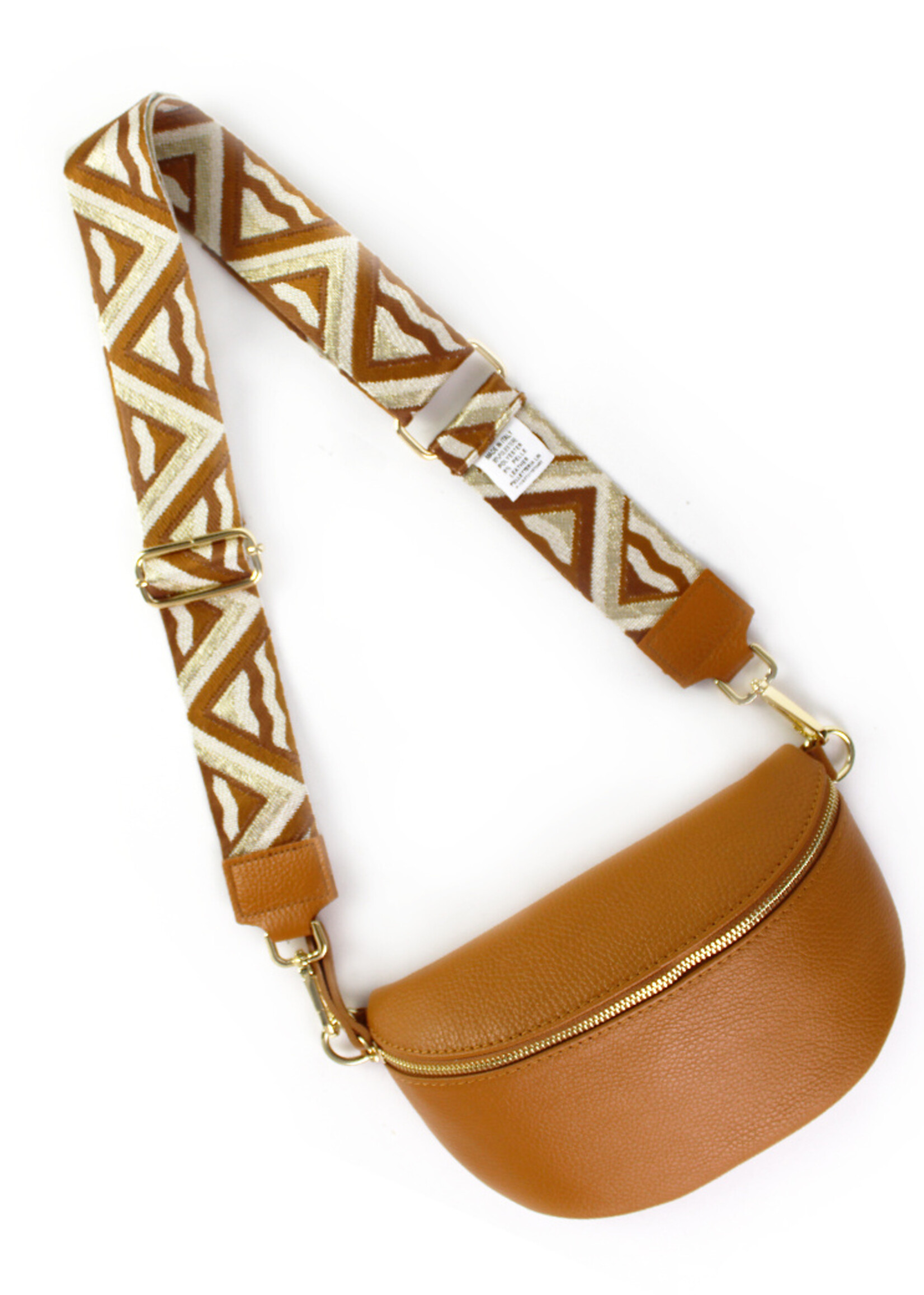 Leren heuptas | Bumbag | Camel | Zigzag | MEDIUM