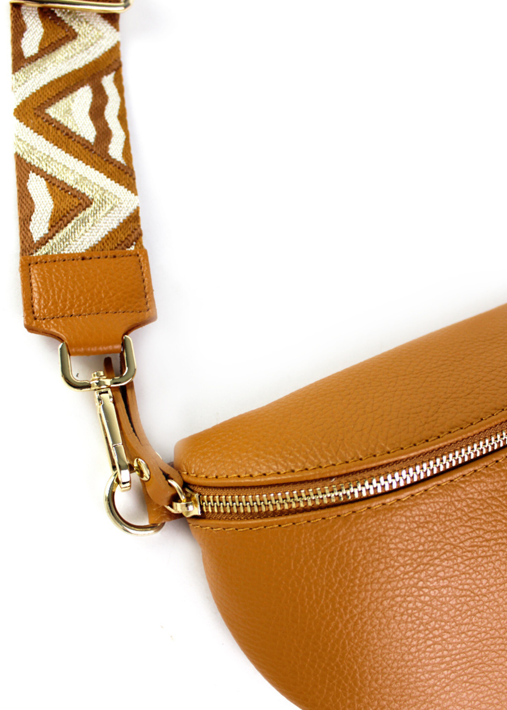 Leren heuptas | Bumbag | Camel | Zigzag | MEDIUM