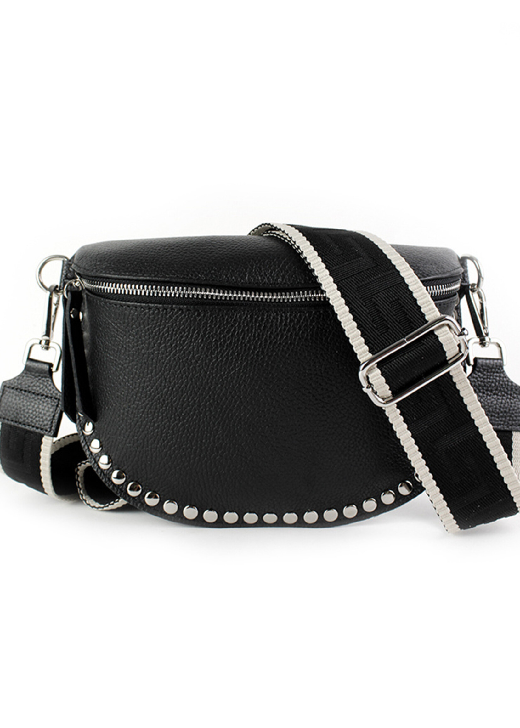 Leren heuptas | Bumbag | Zwart | Met Studs SET