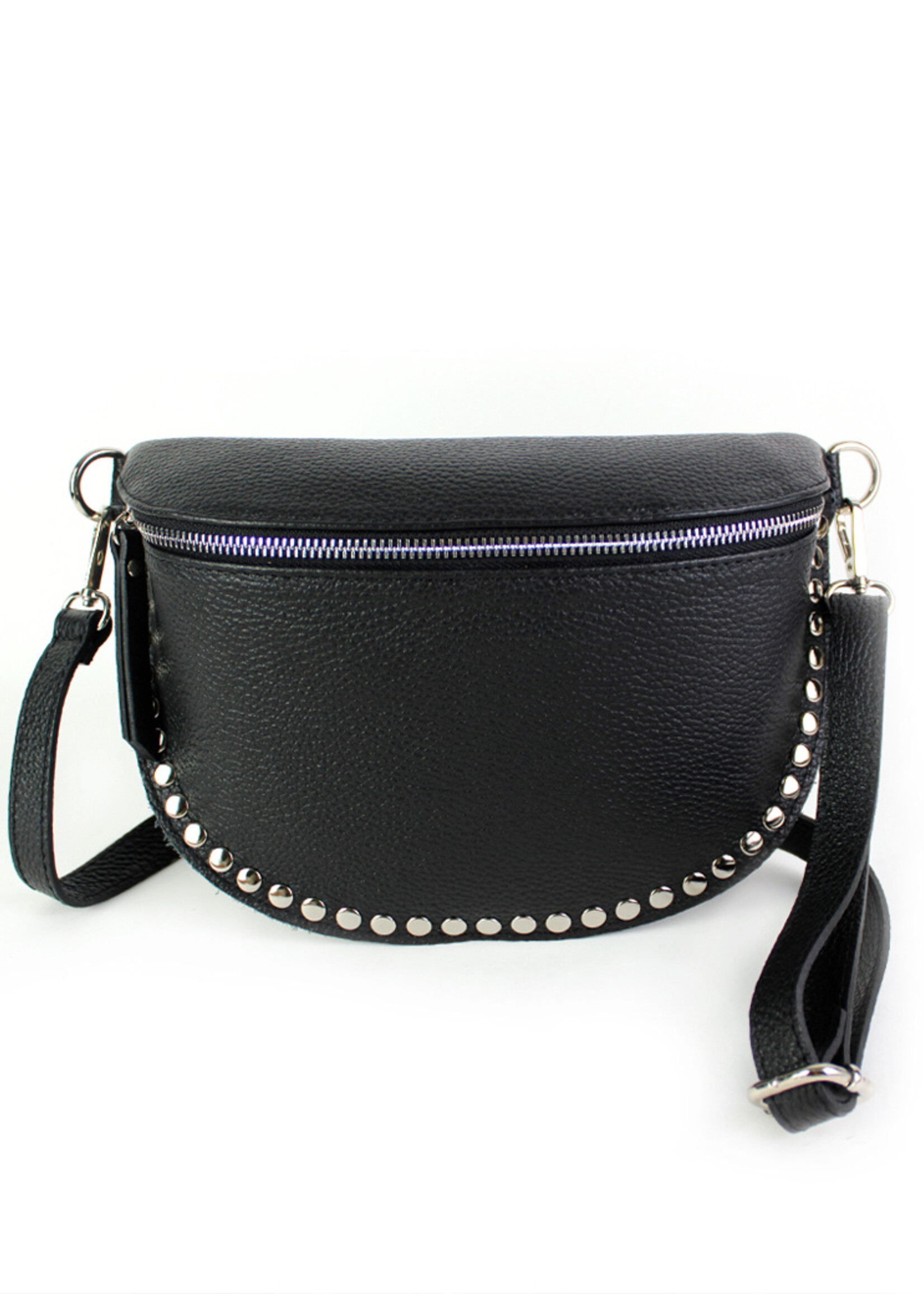 Leren heuptas | Bumbag | Zwart | Met Studs