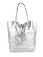 Lederen  Shopper Metallic | DANA Zilver