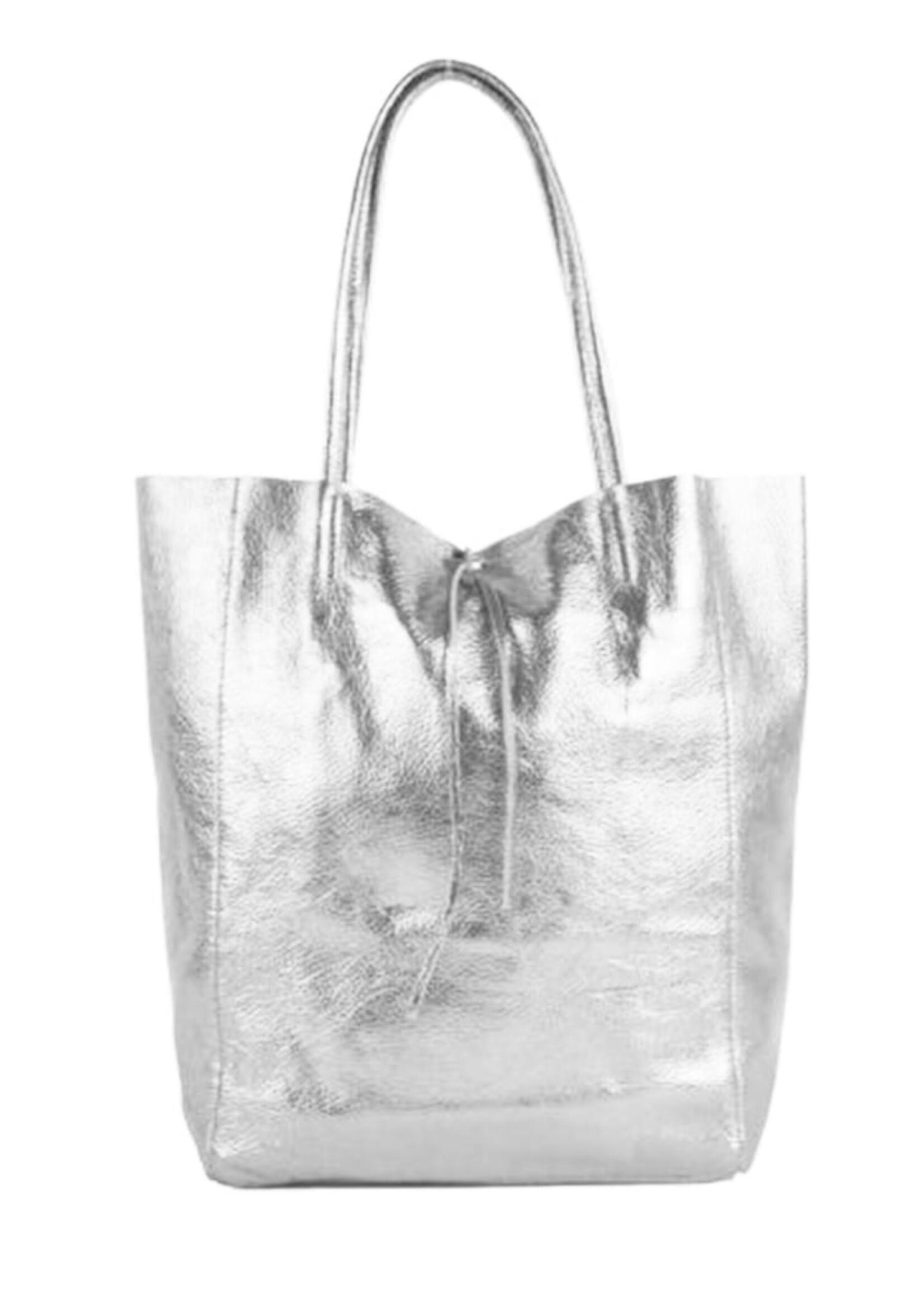 Lederen  Shopper Metallic | DANA Zilver