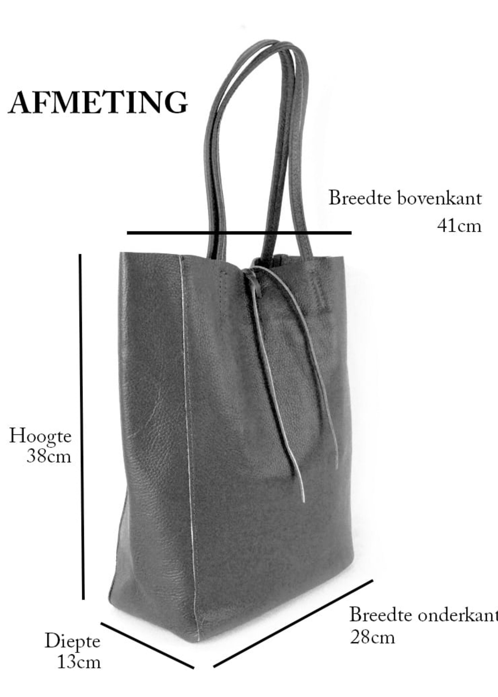 Lederen  Shopper Metallic | DANA Antraciet/Donkerzilver