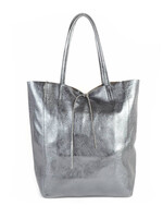 Lederen  Shopper Metallic | DANA Antraciet/Donkerzilver