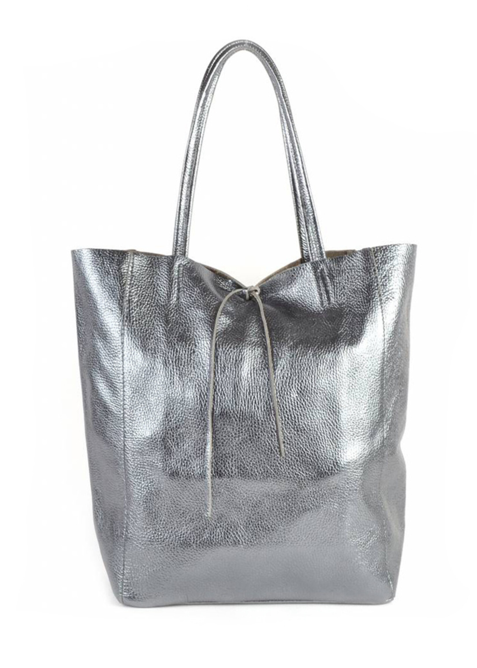 Lederen  Shopper Metallic | DANA Antraciet/Donkerzilver