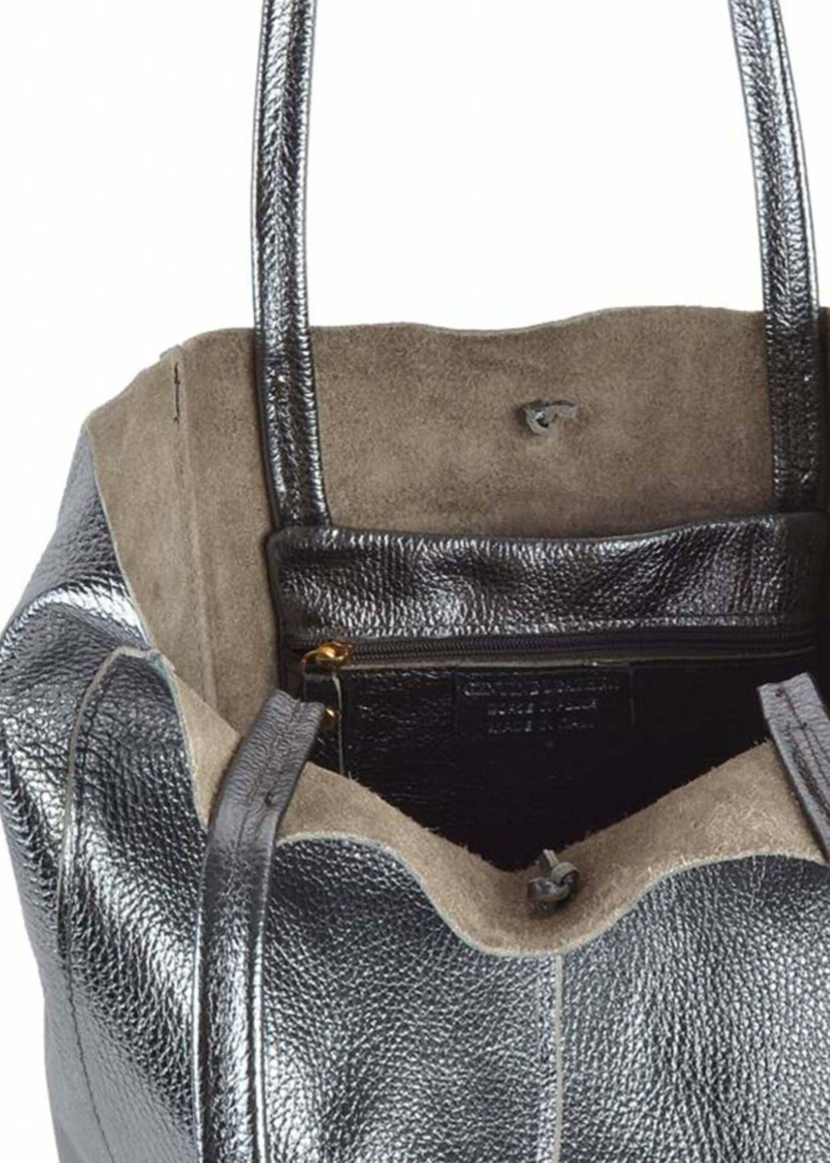 Lederen  Shopper Metallic | DANA Antraciet/Donkerzilver