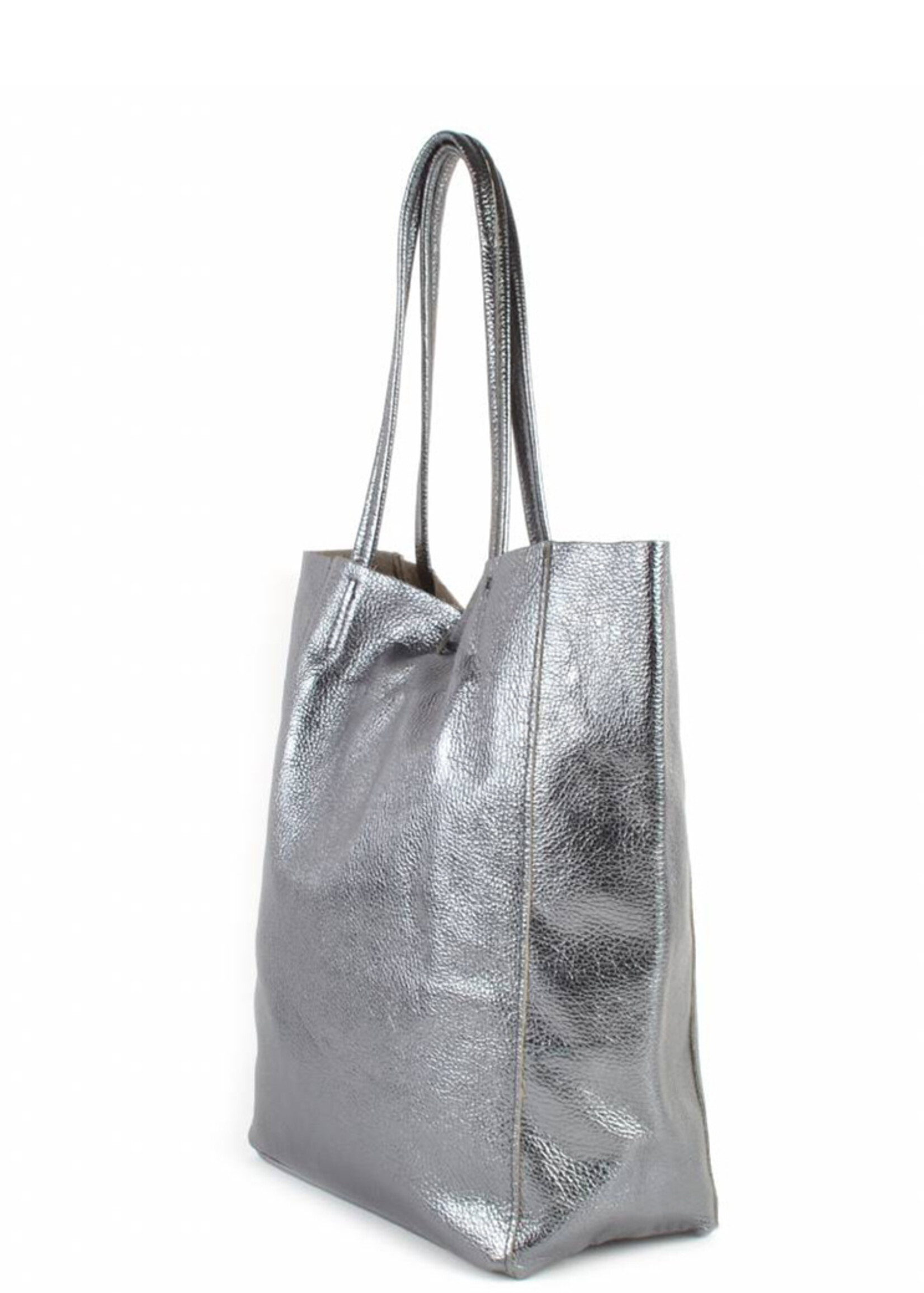 Lederen  Shopper Metallic | DANA Antraciet/Donkerzilver