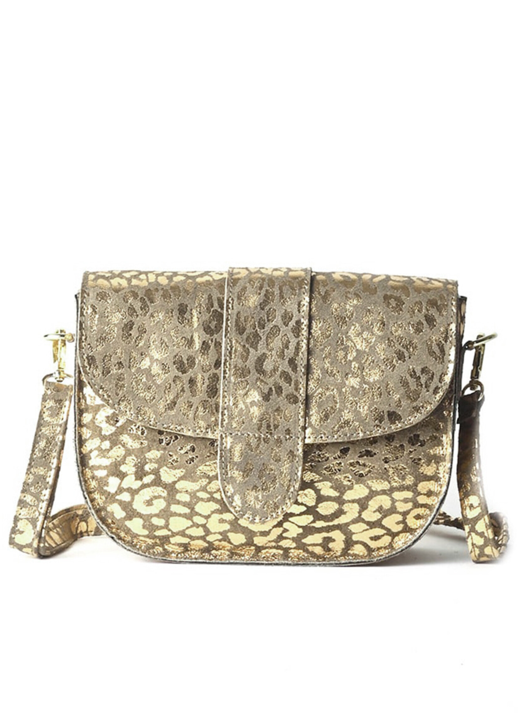 Leren Panter Metallic  Schoudertas | Goud