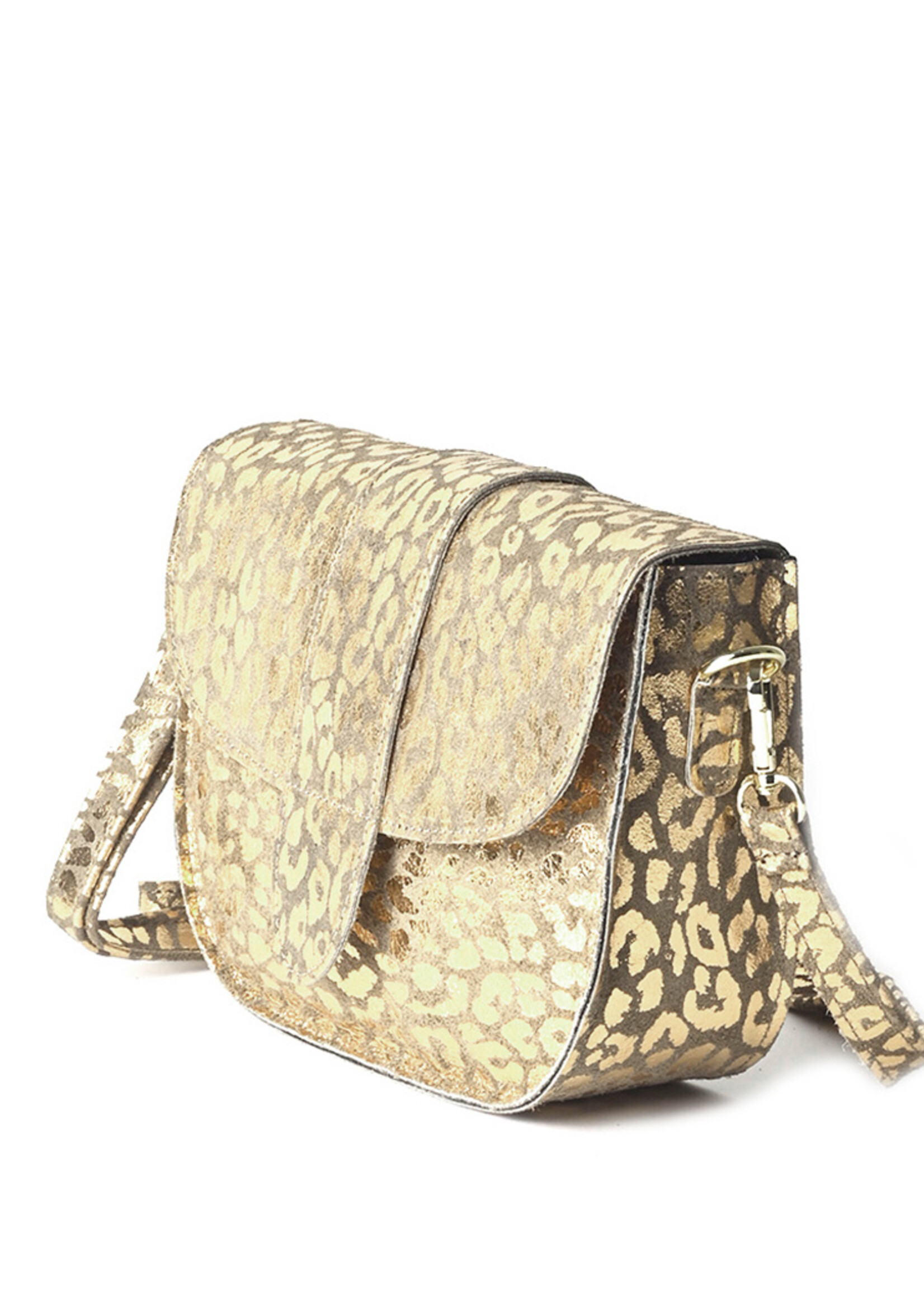 Leren Panter Metallic  Schoudertas | Goud