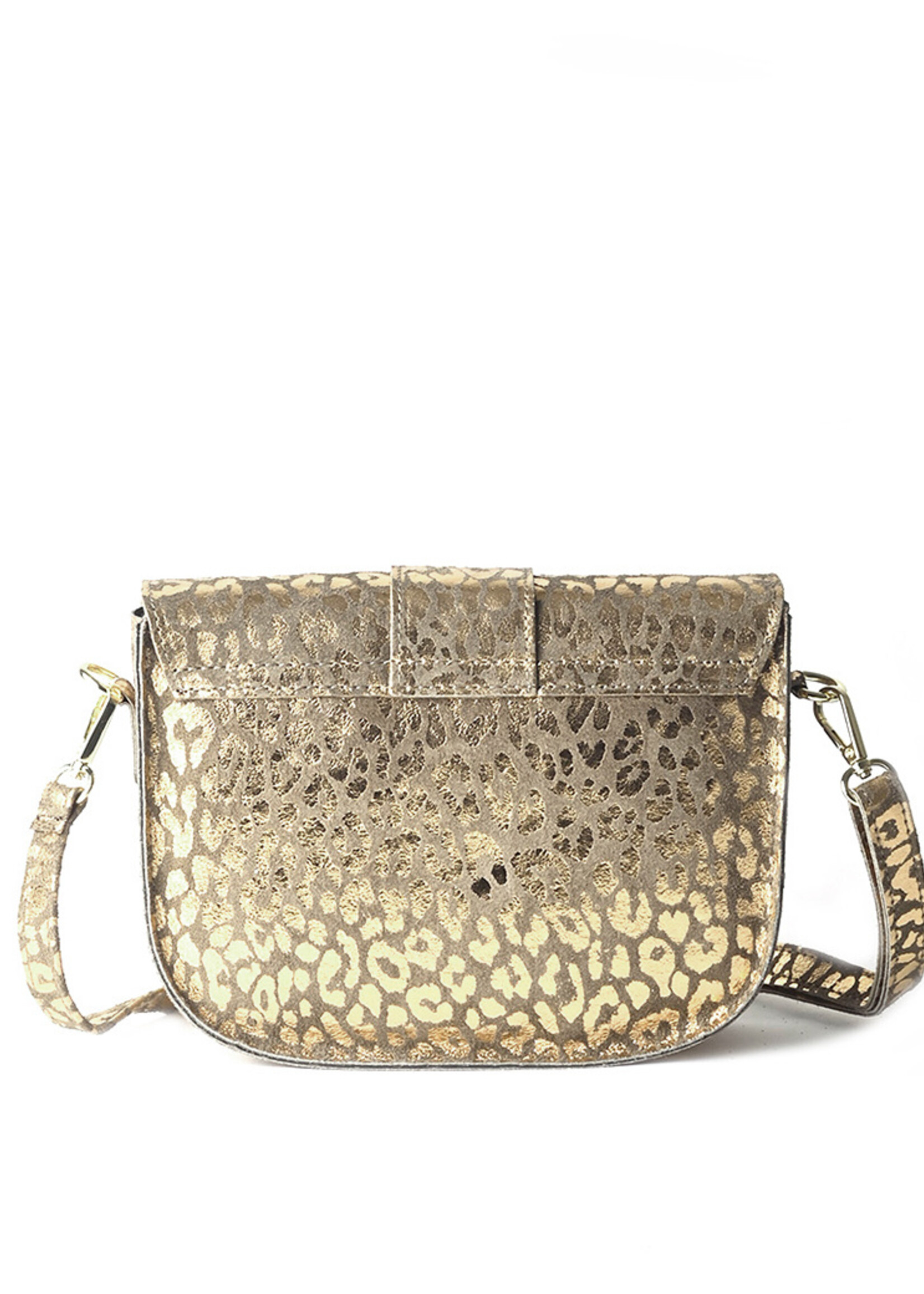 Leren Panter Metallic  Schoudertas | Goud