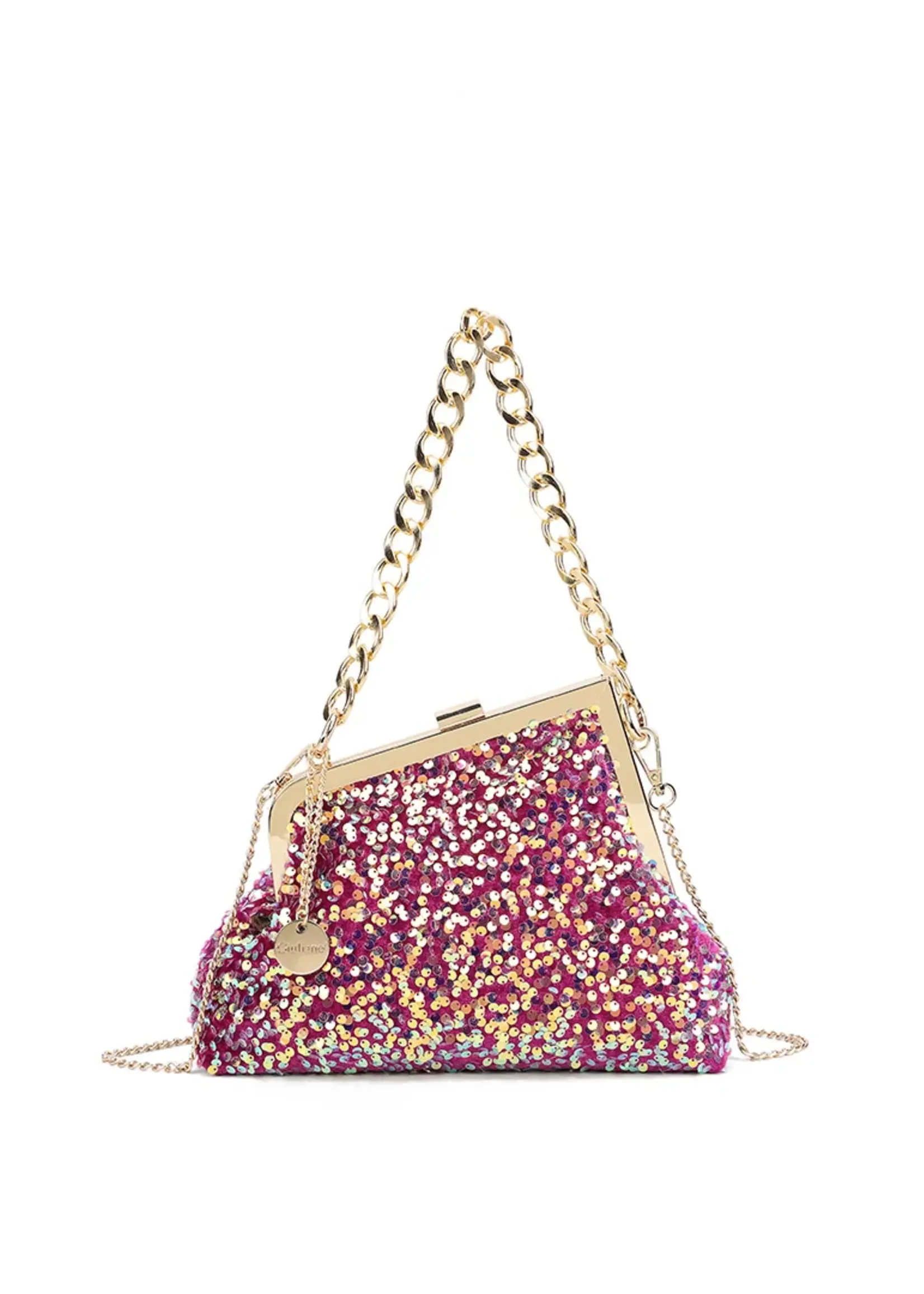Schoudertas Pailletten Avondtasje | Romy | Fuchsia